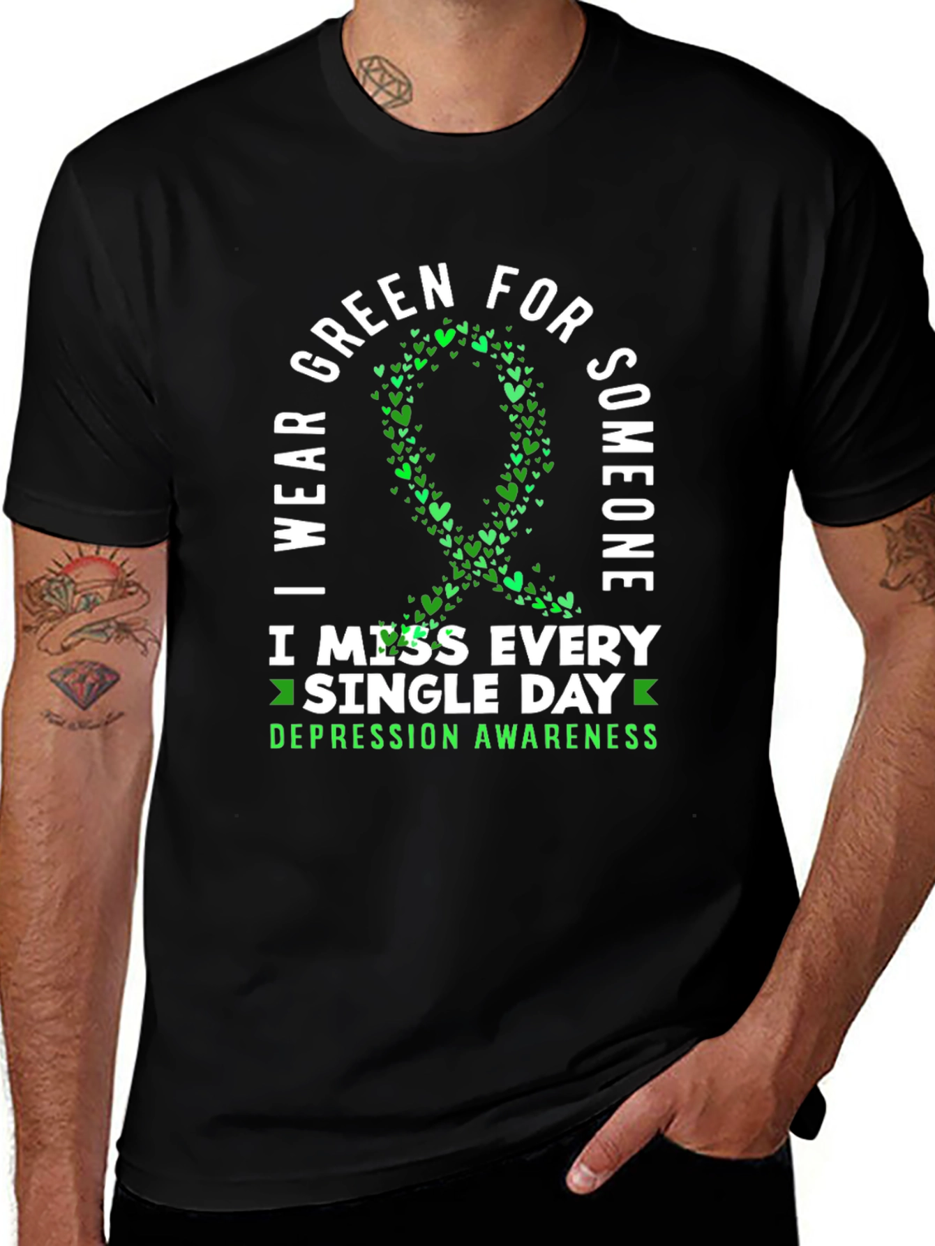 Variant 30 of Green Ribbon Depression Awareness T-Shirt