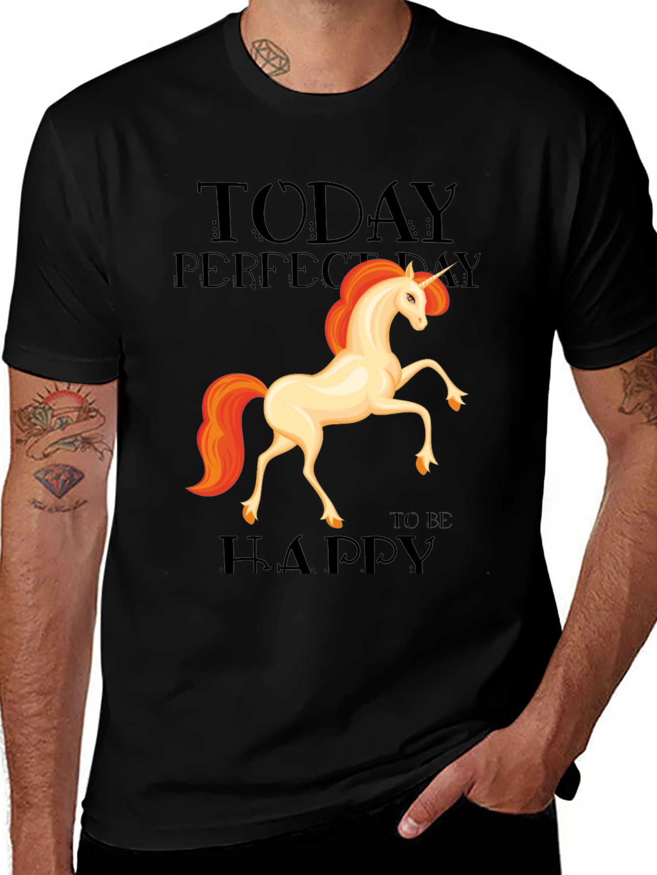 Variant 22 of Unicorn Graphic Tee - Today Perfect Day To Be Happy T-Shirt
