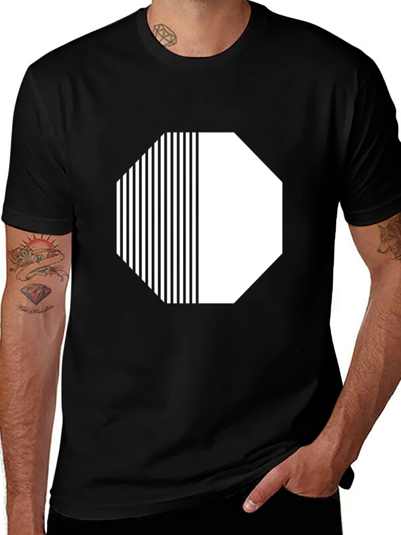 Variant 30 of Abstract Graphic Tee - Octagon Design - Black