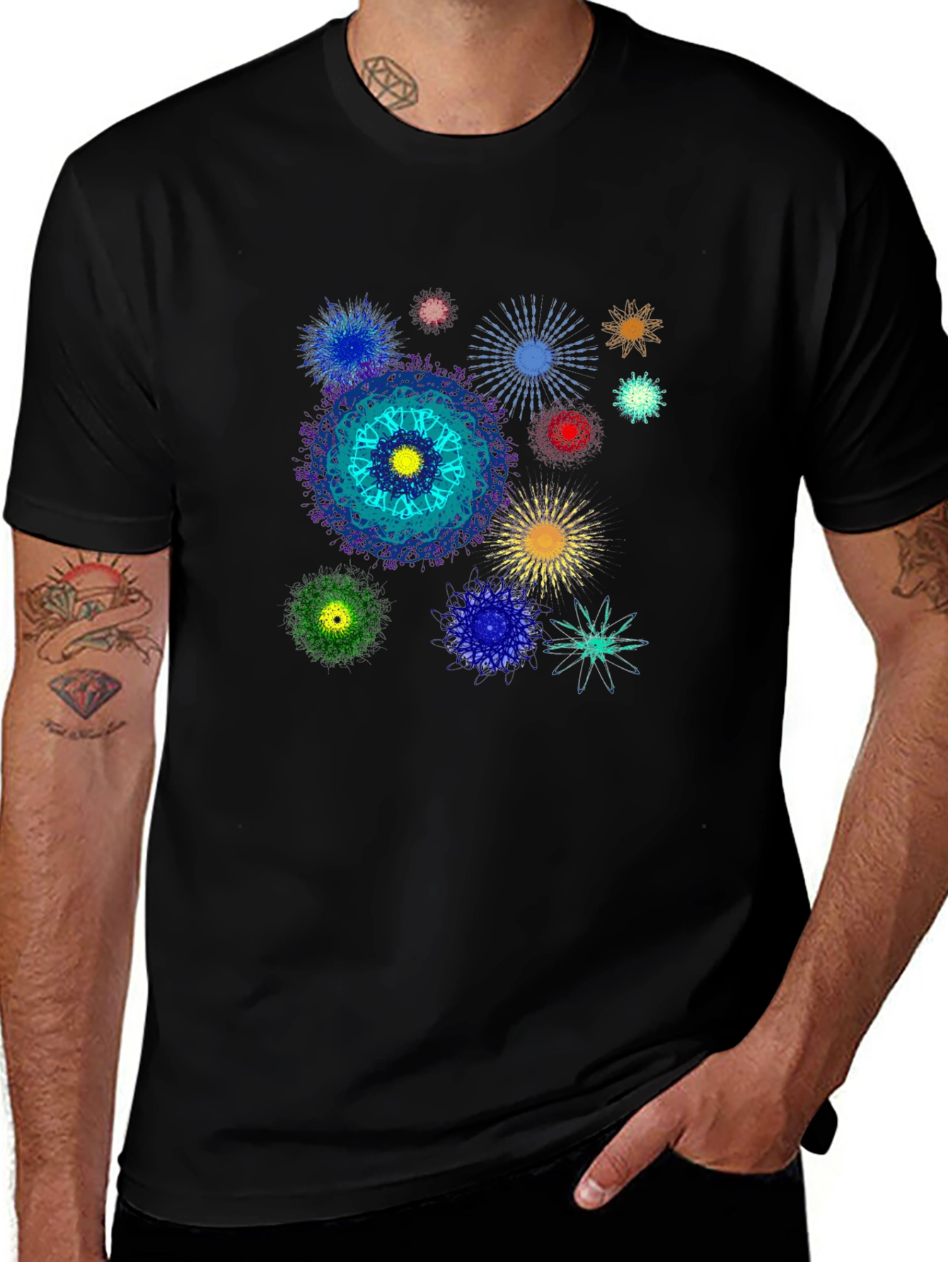Variant 4 of Abstract Mandala Graphic Print Black T-Shirt