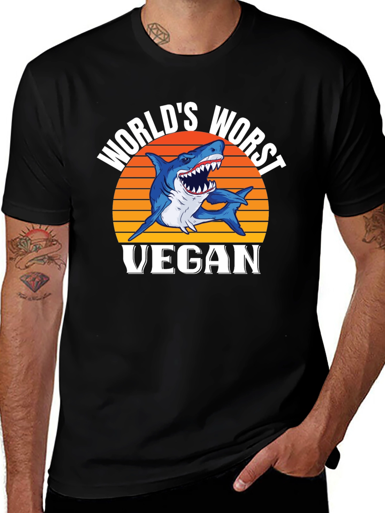 Variant 27 of World's Worst Vegan Shark Graphic T-Shirt