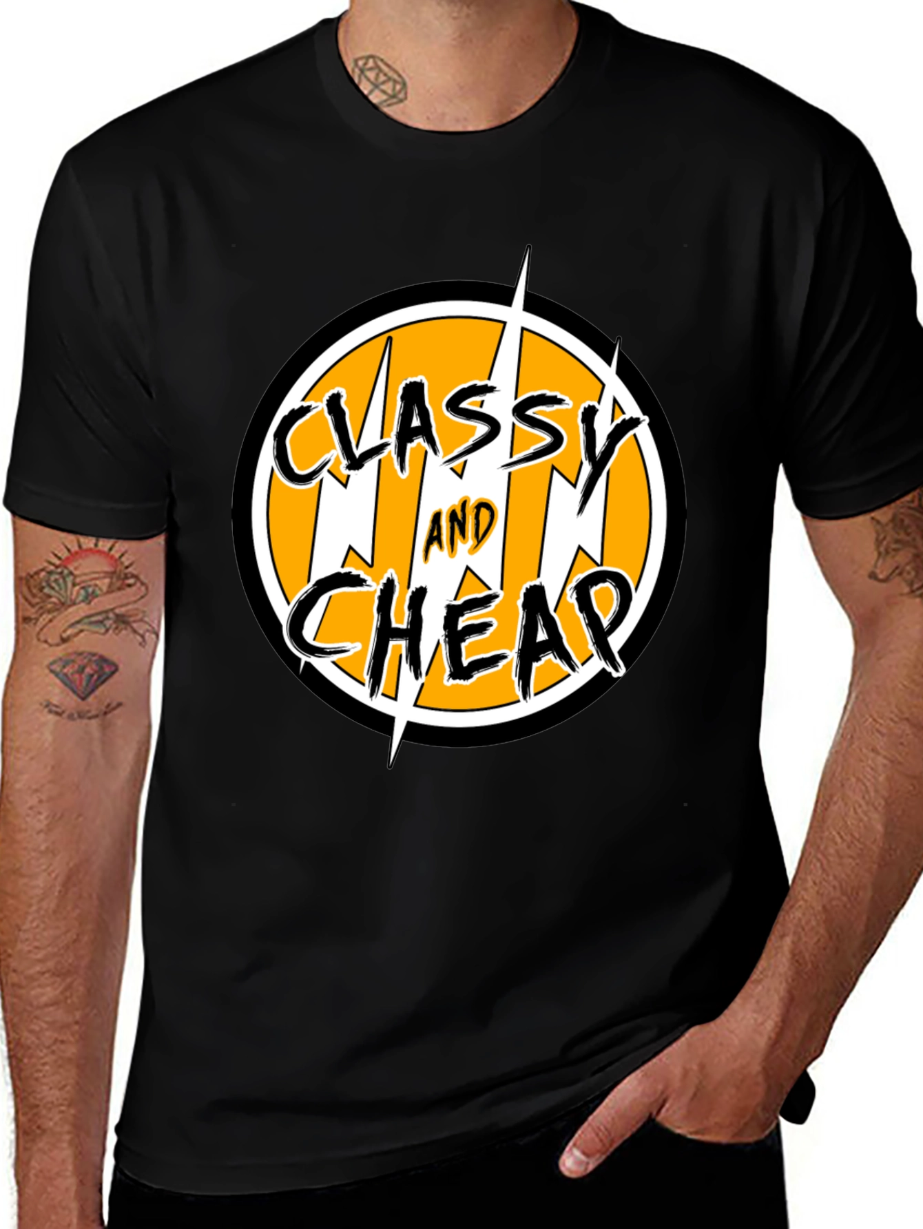 Variant 23 of Classy and Cheap Graphic Tee - Men's Black T-Shirt