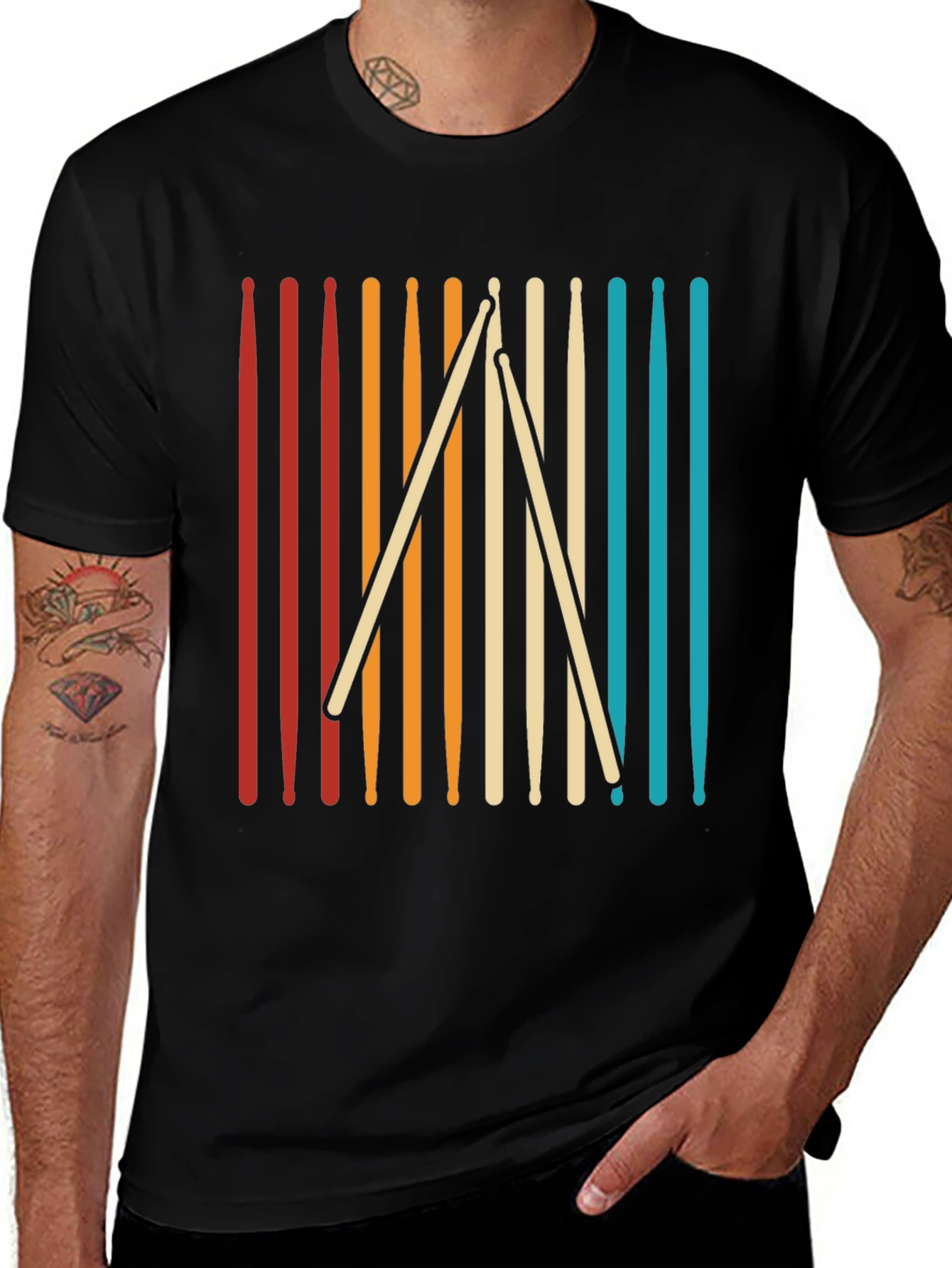 Variant 15 of Retro Drum Sticks Music T-Shirt
