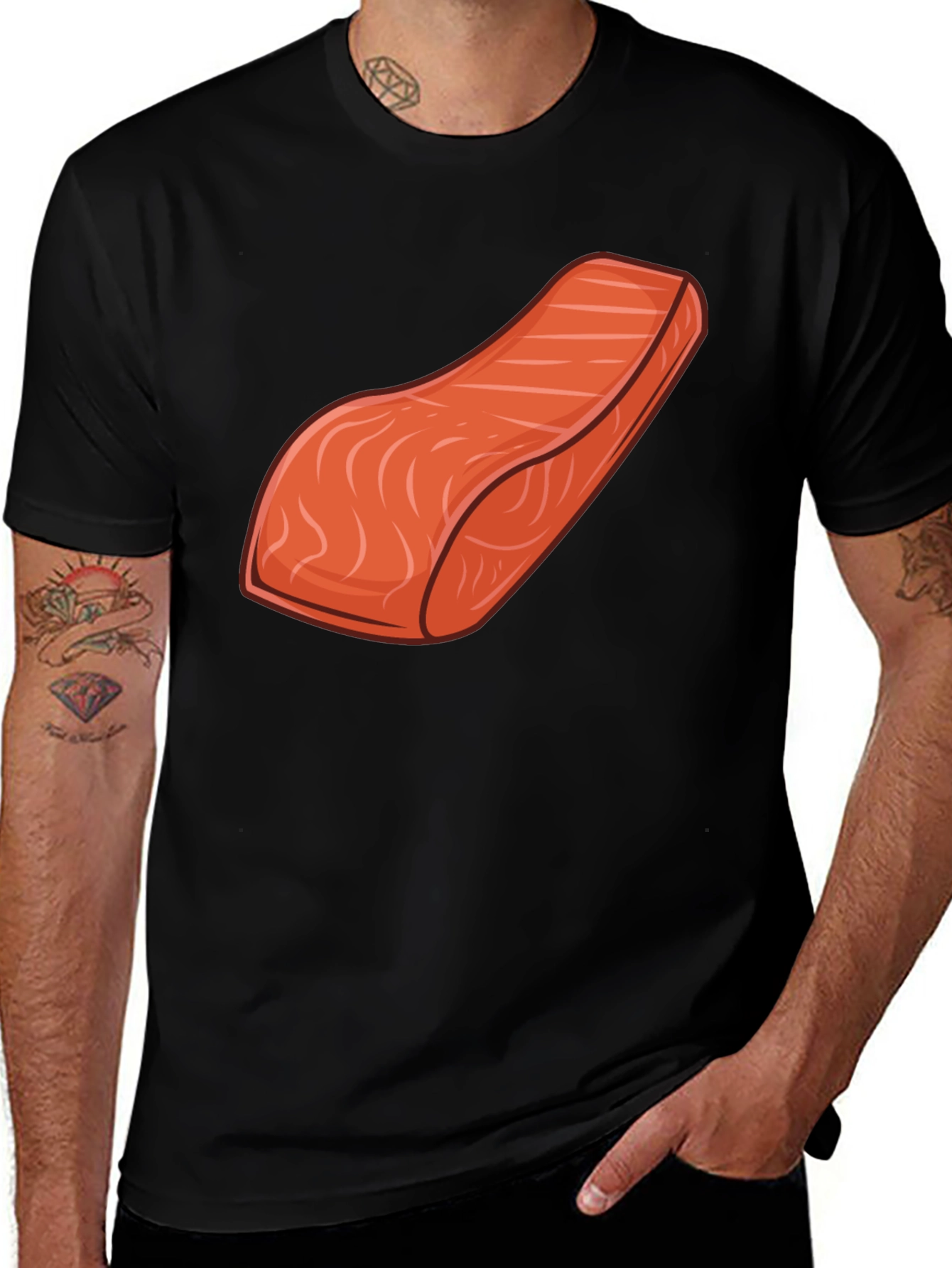 Variant 17 of Salmon Slice Graphic Tee - Funny Food Shirt