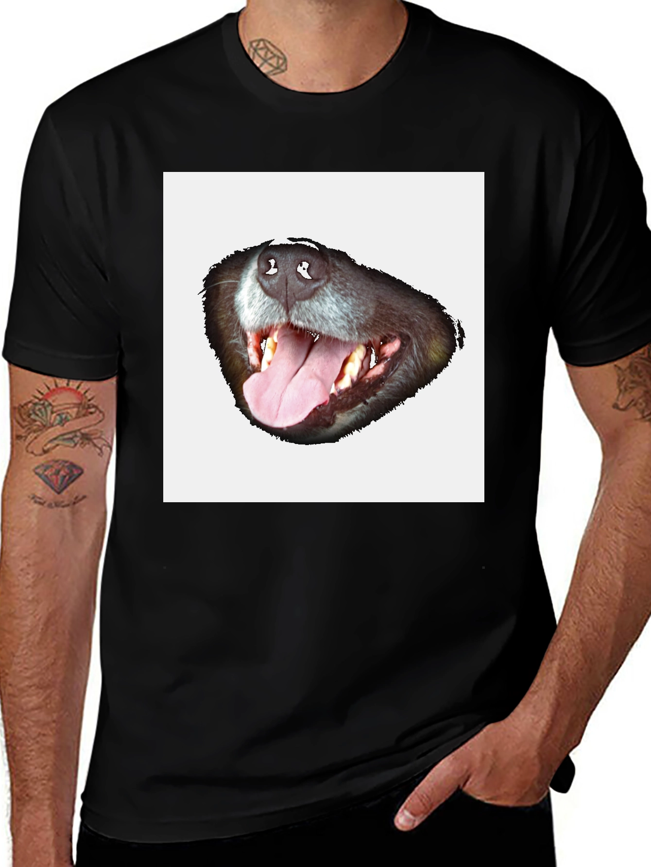Variant 14 of Funny Dog Face Graphic Black T-Shirt