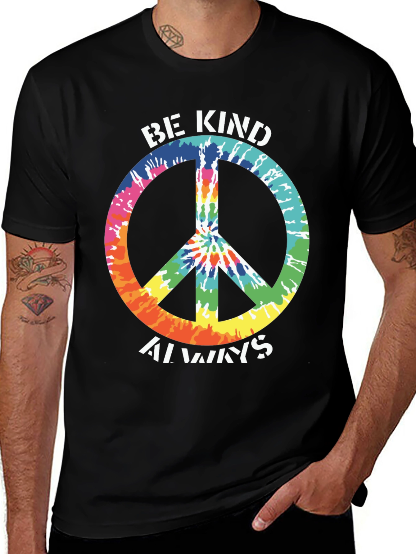 Variant 27 of Be Kind Always Tie Dye Peace Sign T-Shirt