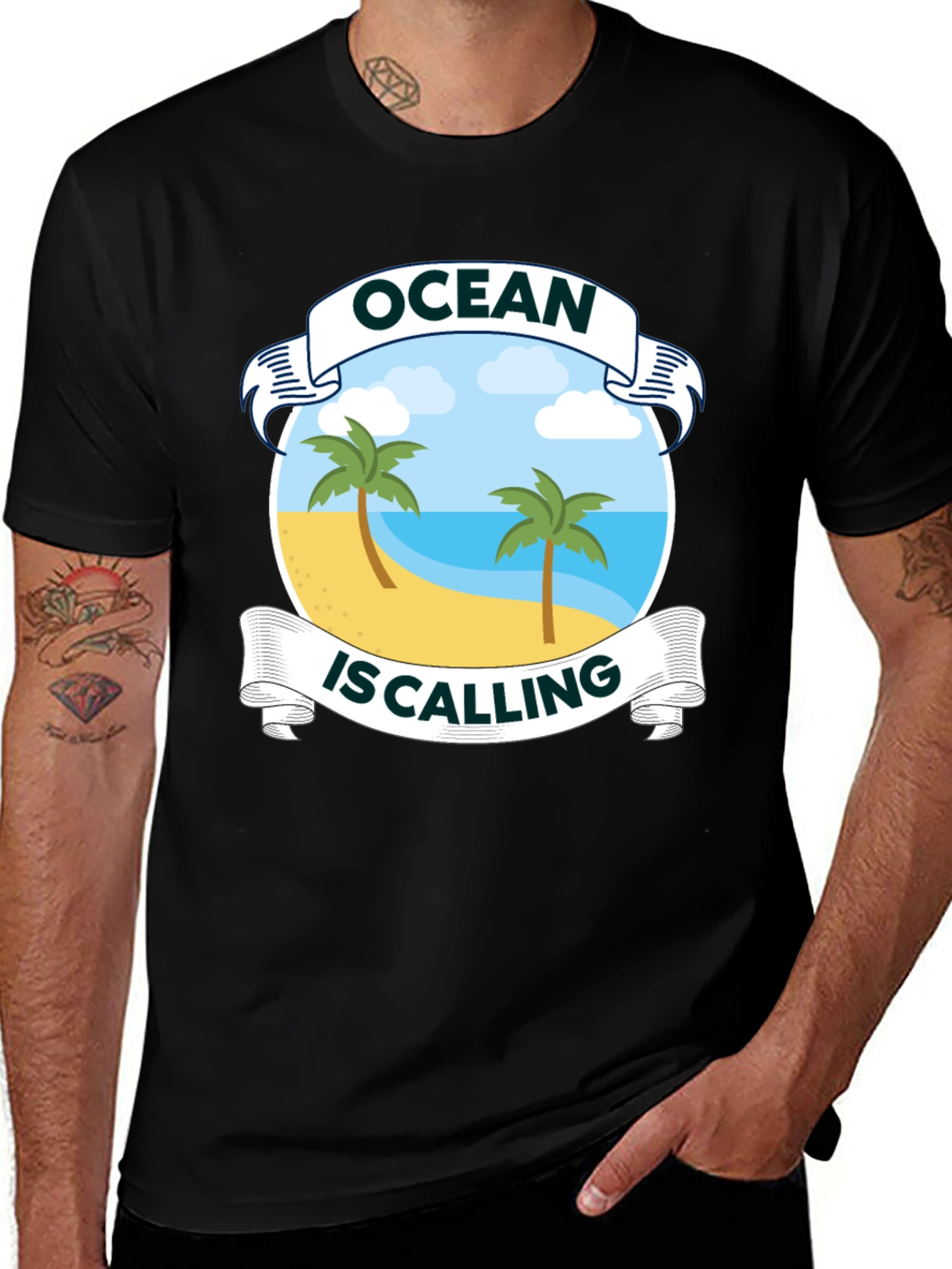 Variant 12 of Ocean Is Calling Graphic Tee - Beach Vibes