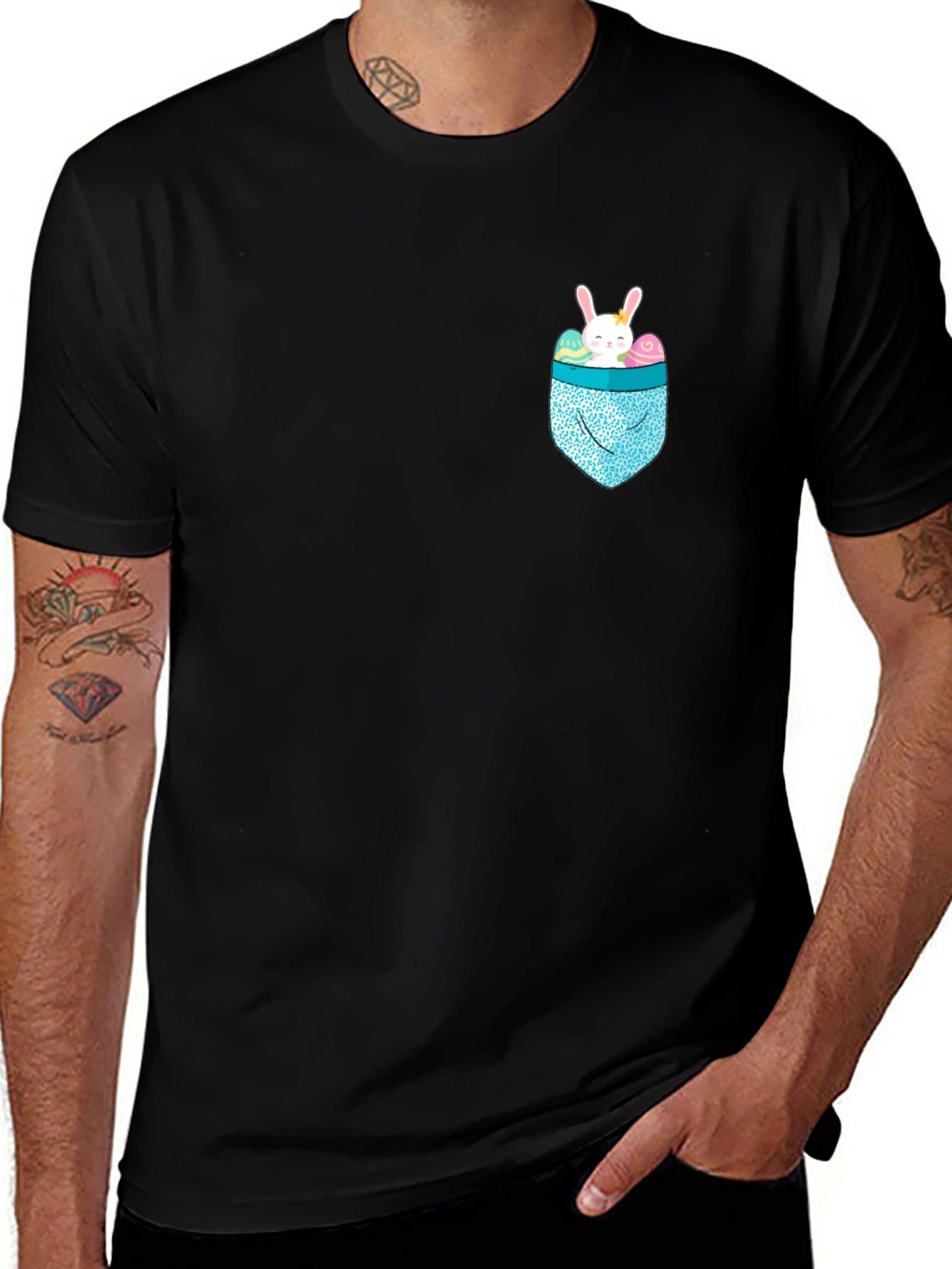Variant 3 of Bunny Pocket Easter T-Shirt - Cute Holiday Apparel