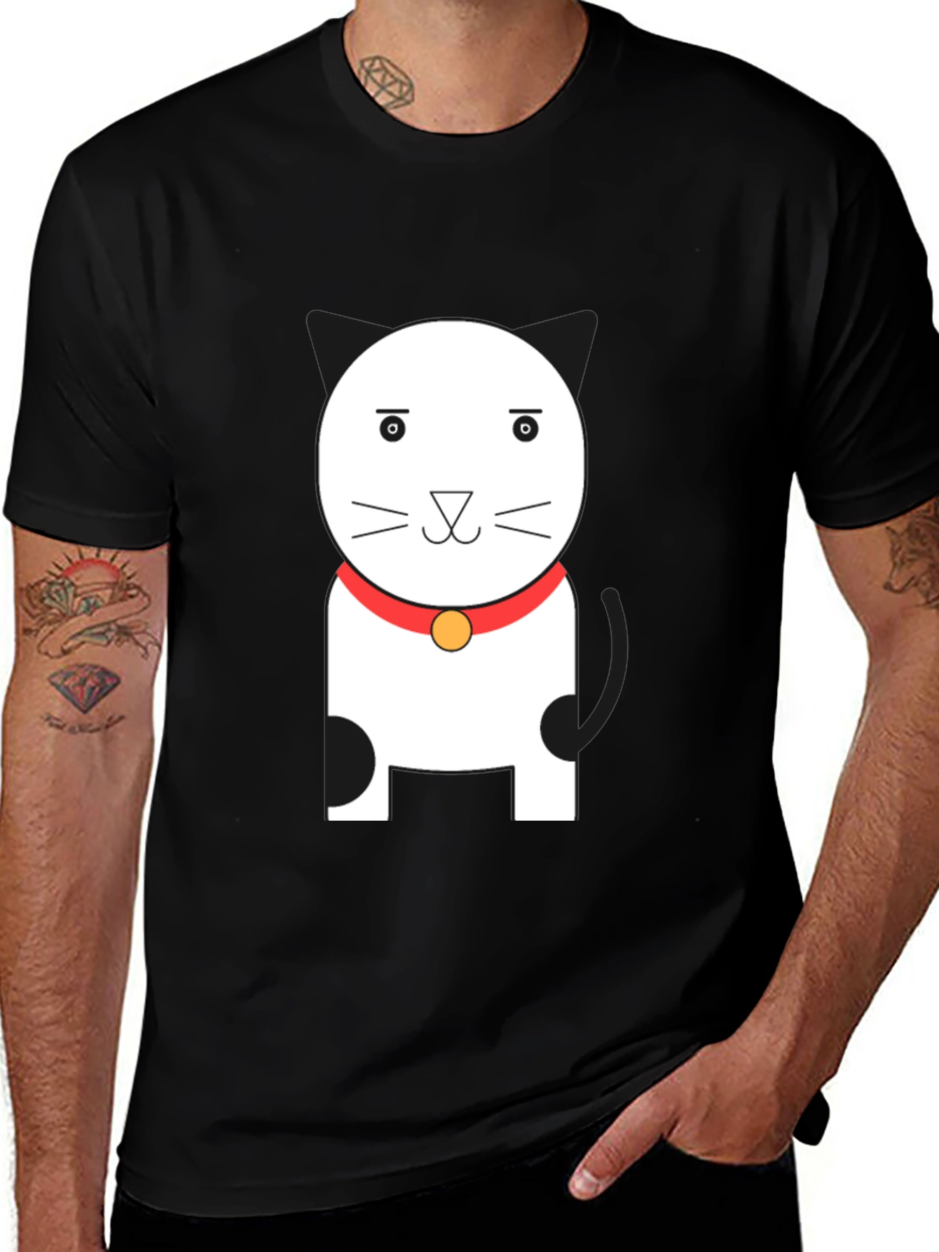 Variant 2 of Cute Cartoon Cat Graphic Tee - Unisex Black T-Shirt