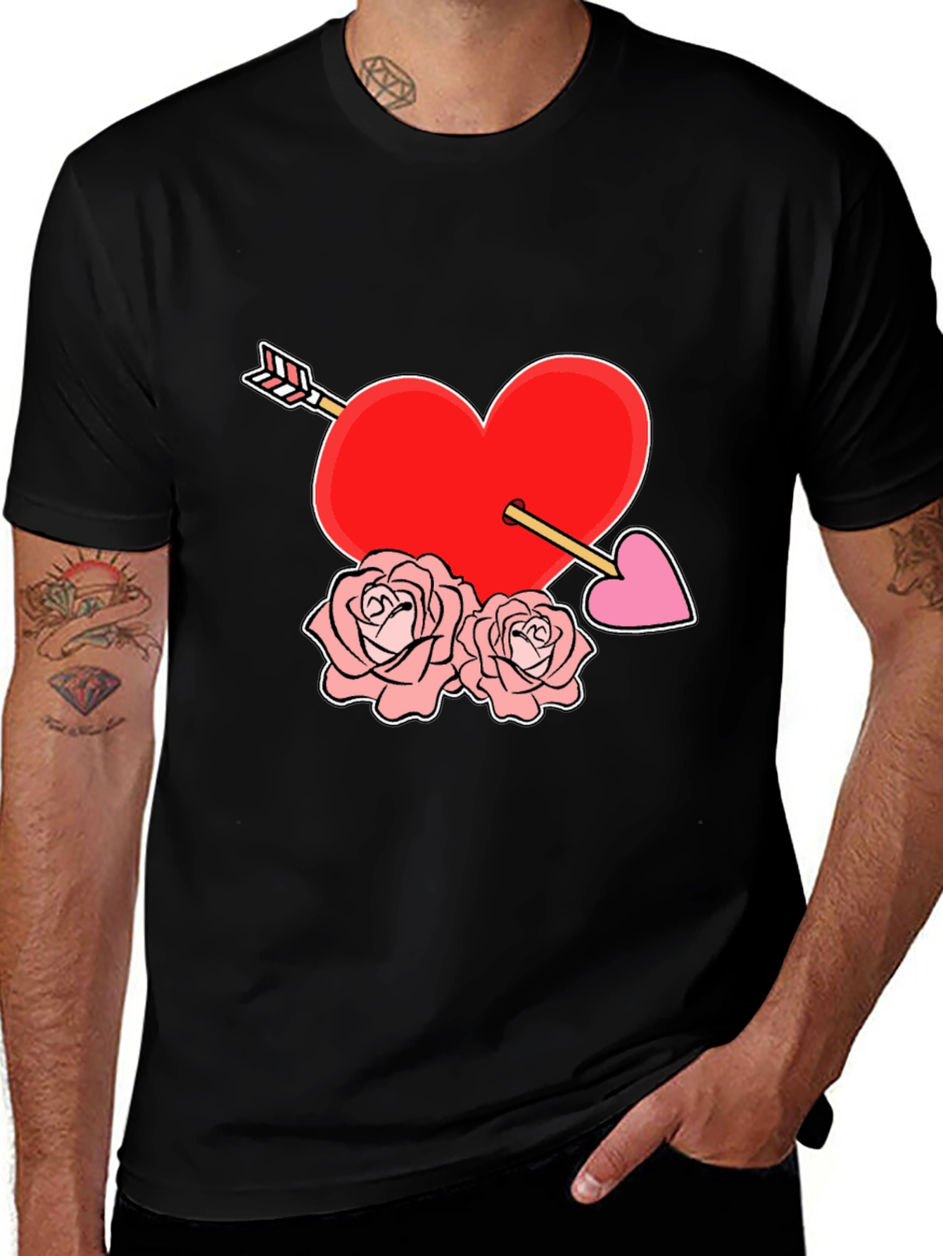 Variant 19 of Heart Arrow Roses Graphic Tee