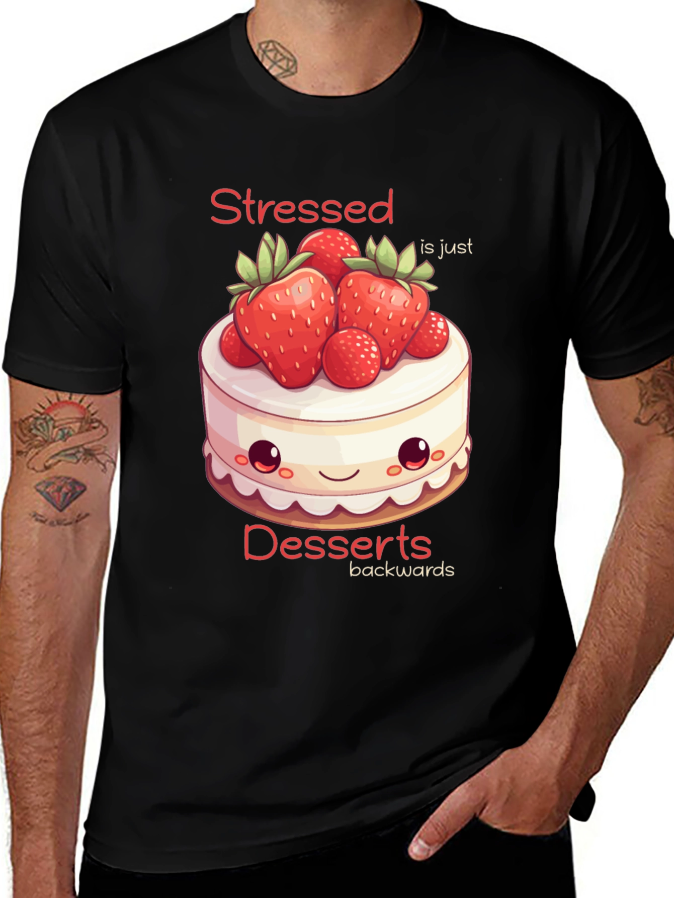Variant 2 of Stressed is Desserts Backwards T-Shirt