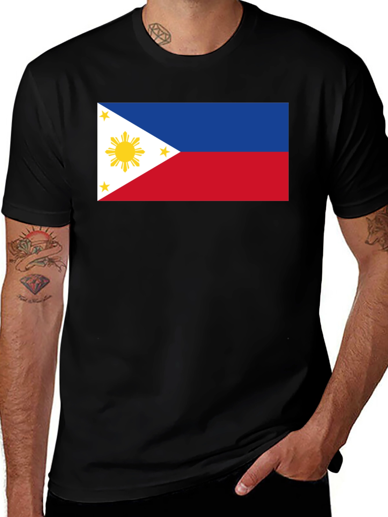 Philippine Flag Graphic Tee - Black