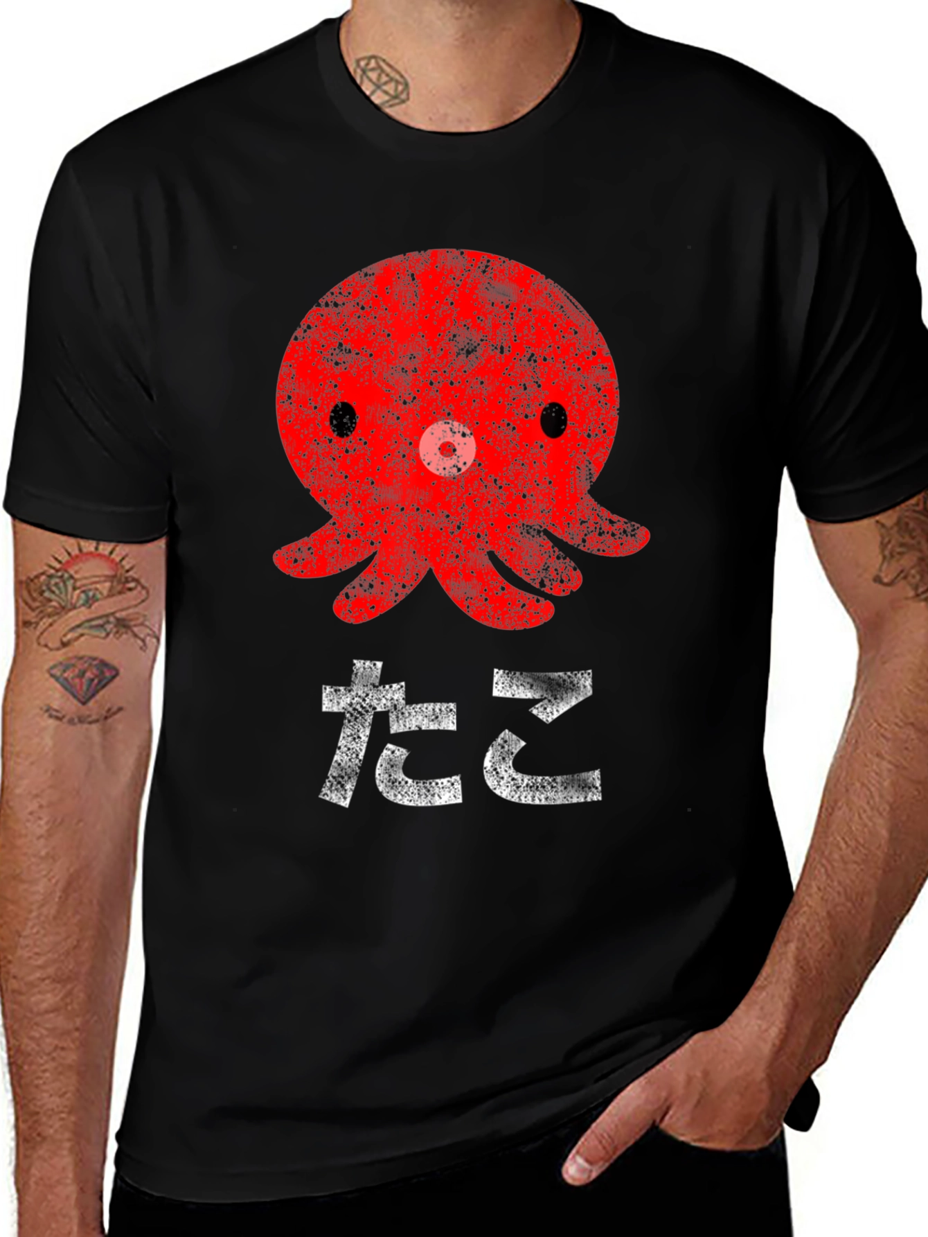 Variant 18 of Red Octopus Graphic T-Shirt - Japanese Style