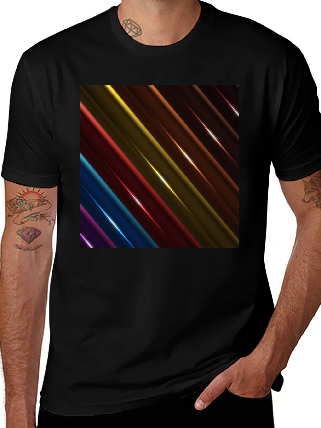 Variant 24 of Abstract Colored Stripes Graphic Tee