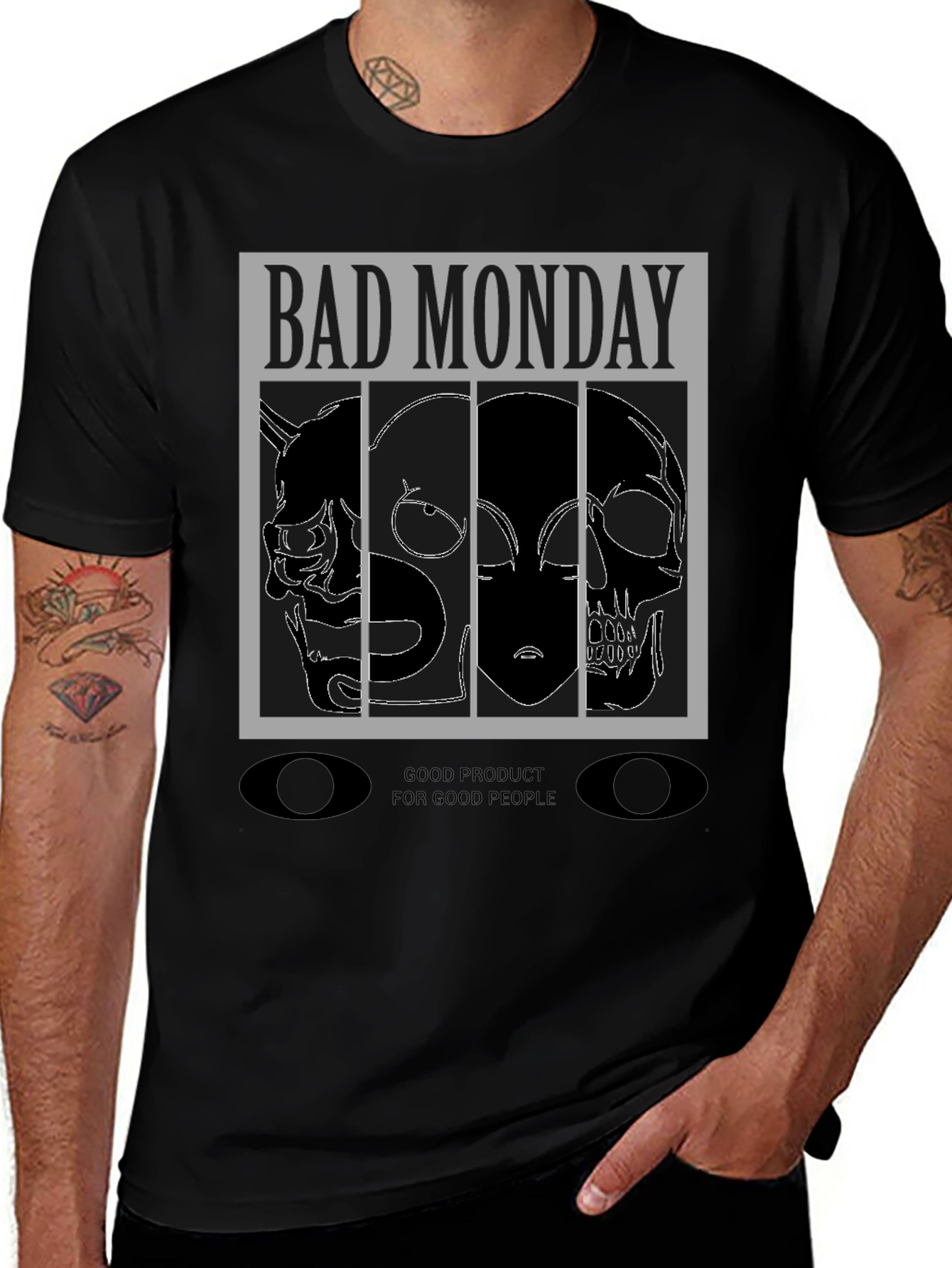 Variant 9 of Bad Monday Graphic T-Shirt - Skull Alien Design
