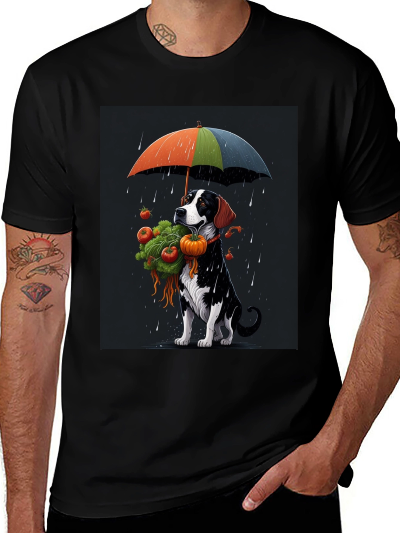 Variant 9 of Dog Umbrella T-Shirt - Artistic Graphic Tee