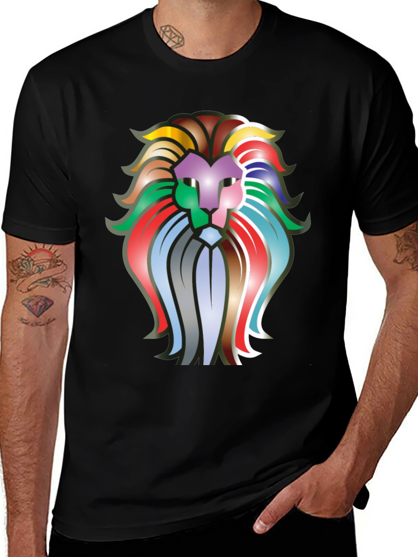 Variant 3 of Lion Graphic Print Black T-Shirt