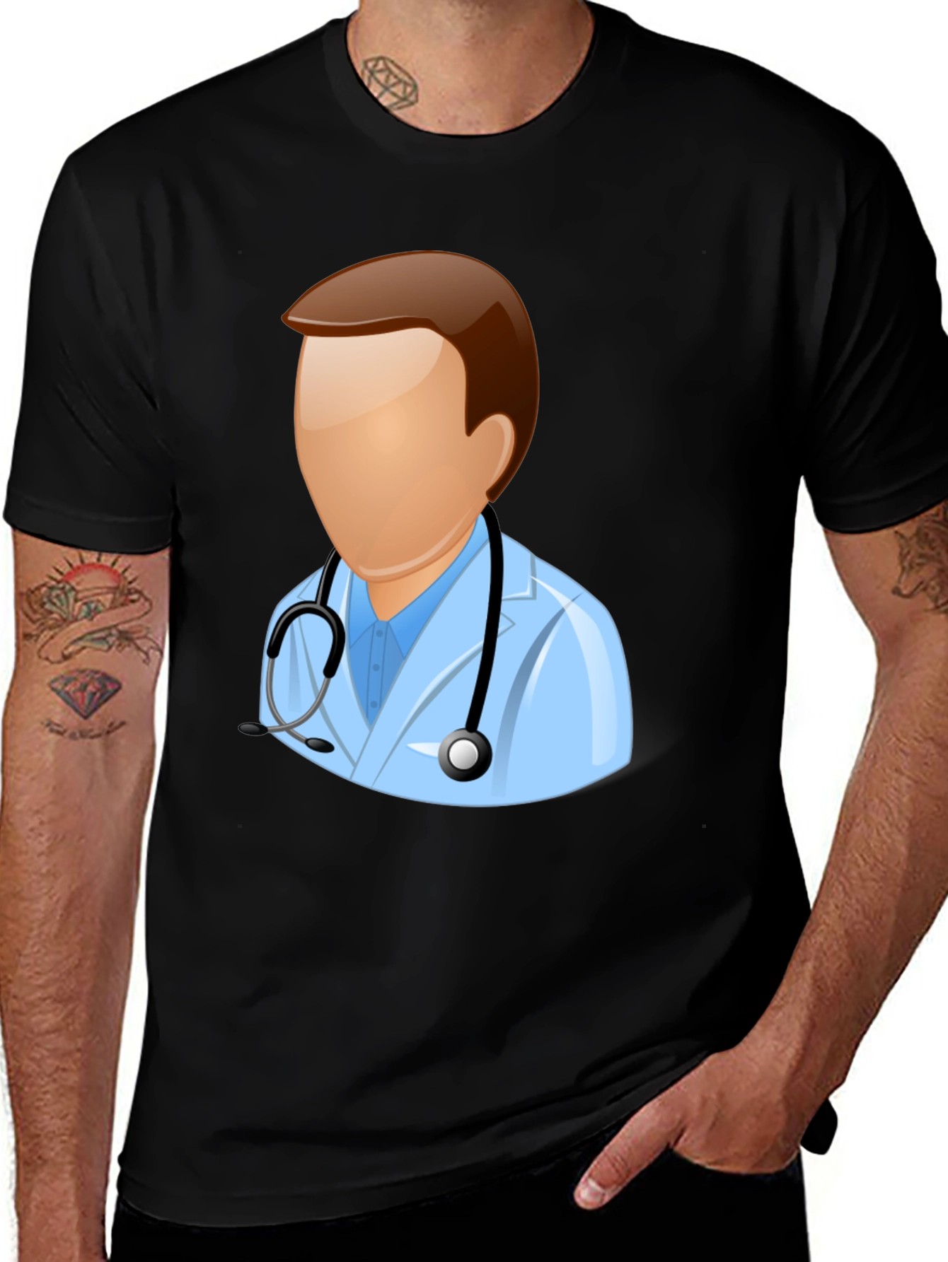 Variant 8 of Doctor Icon Graphic Black T-Shirt