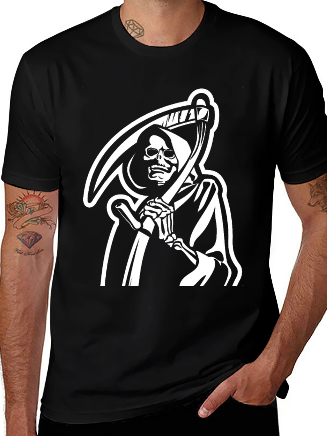 Variant 22 of Grim Reaper Graphic Black T-Shirt
