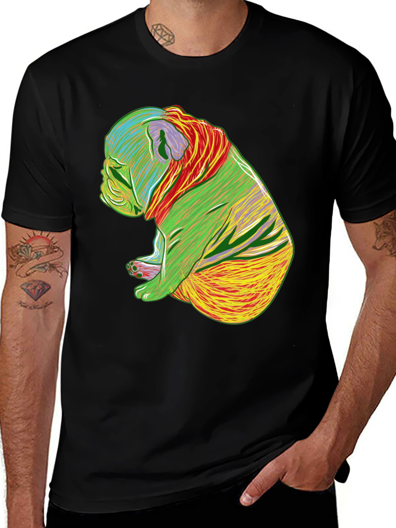 Variant 13 of Psychedelic Bulldog Graphic Tee