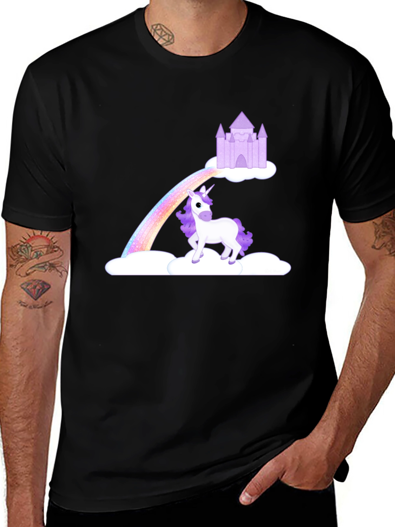 Unicorn Rainbow Castle Graphic Tee