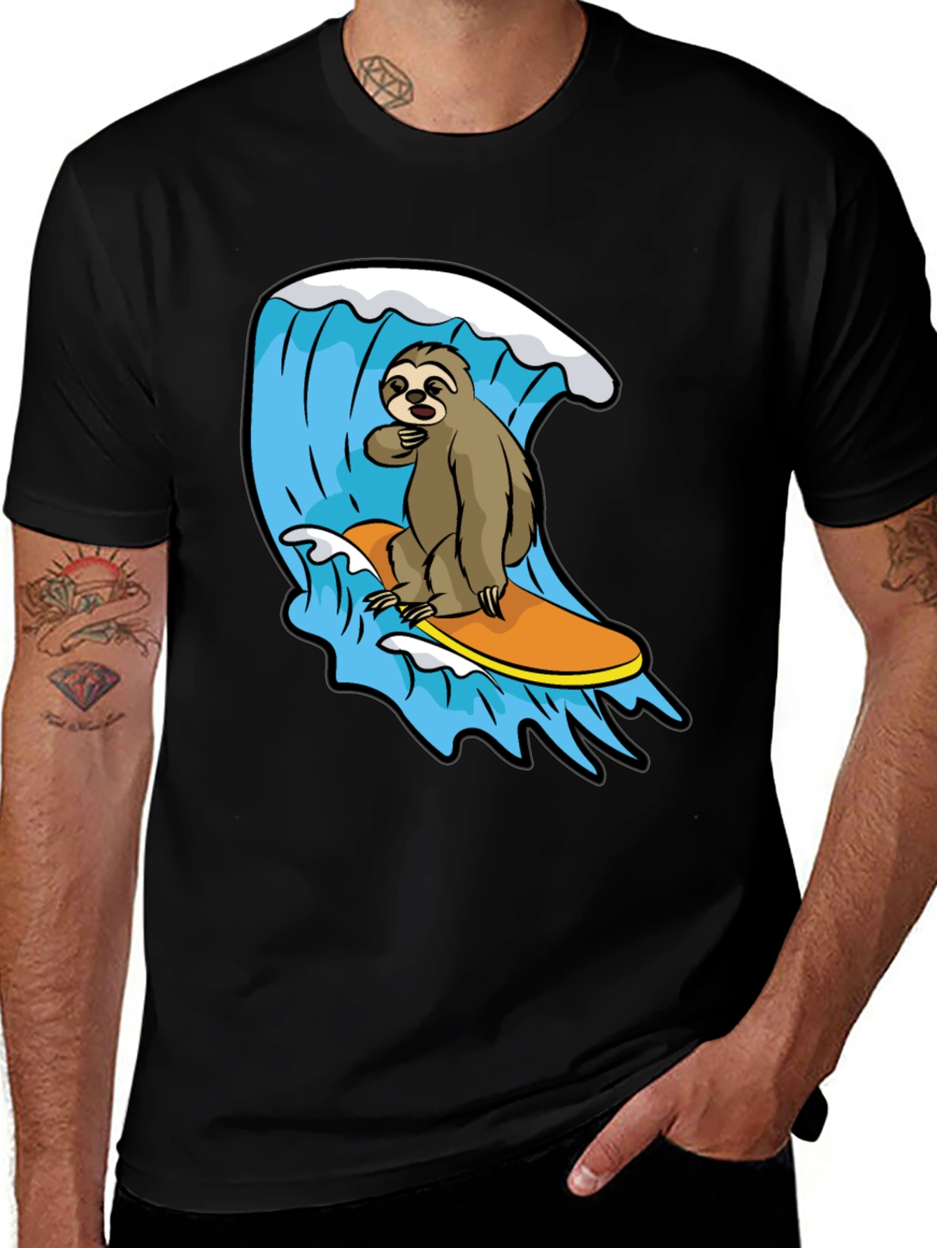 Variant 9 of Surfing Sloth Graphic Tee