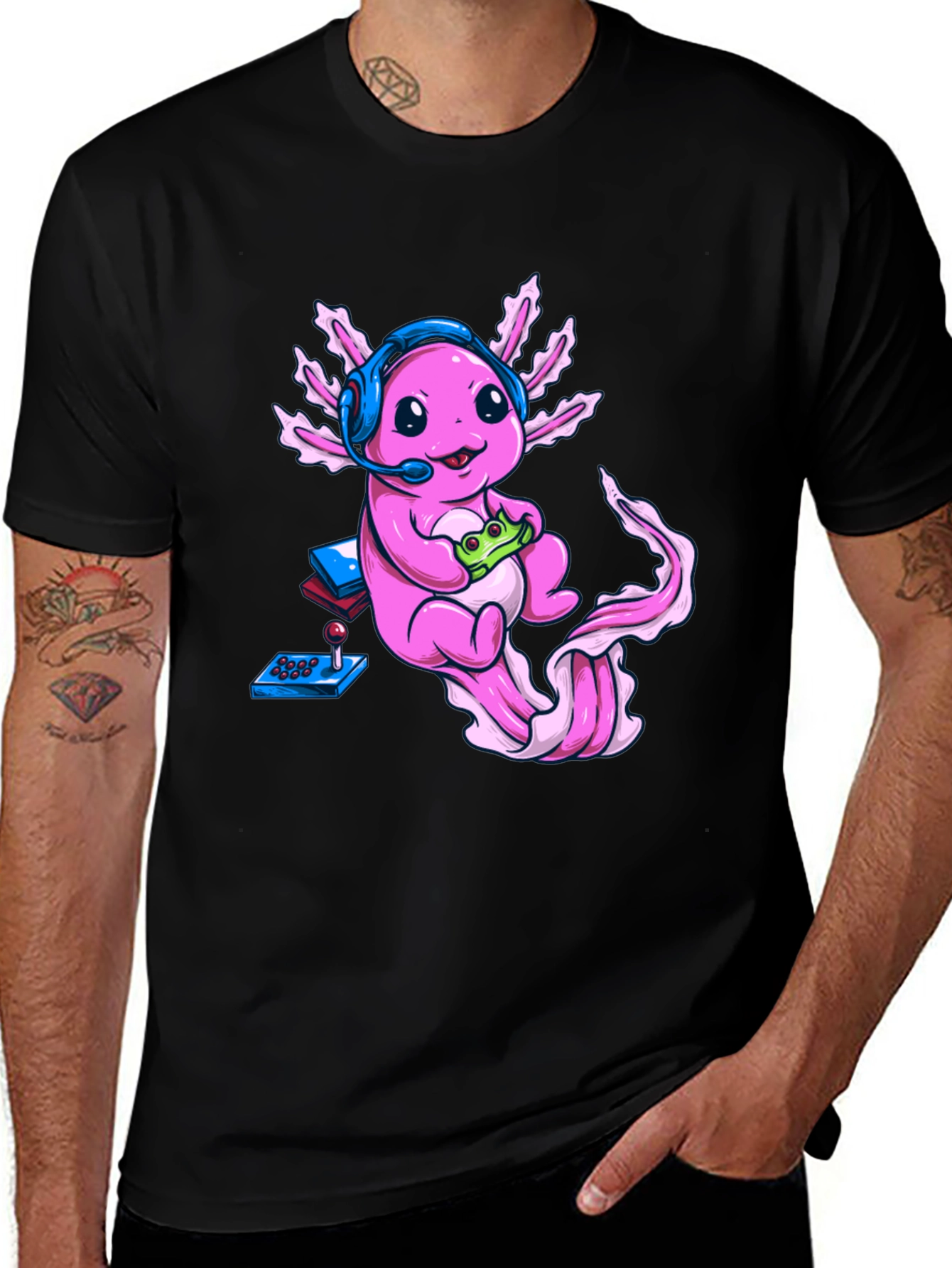 Variant 5 of Gamer Axolotl Graphic T-Shirt - Cute Gaming Tee