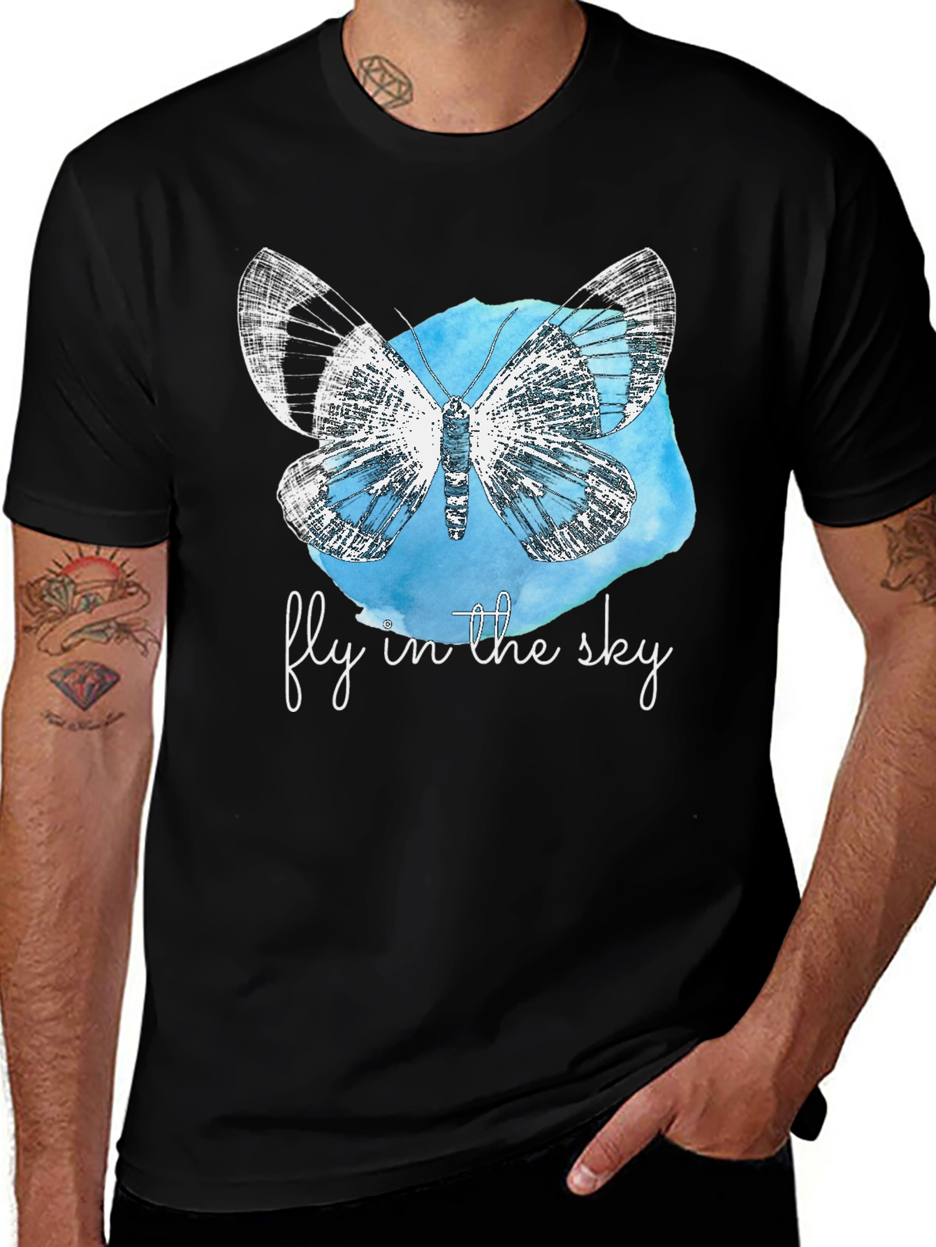 Variant 11 of Fly in the Sky Butterfly Graphic T-Shirt - Black