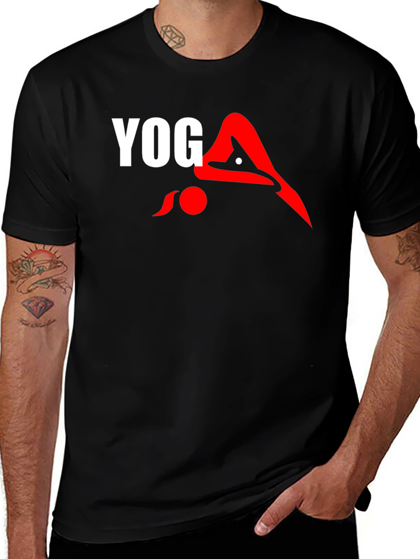 Variant 14 of Yoga Pose Graphic Tee - Men's Black T-Shirt