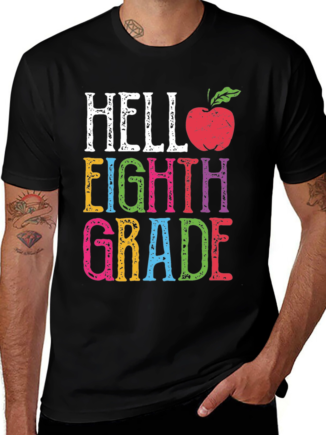 Hello Eighth Grade T-Shirt Back to School Teacher Apple Design