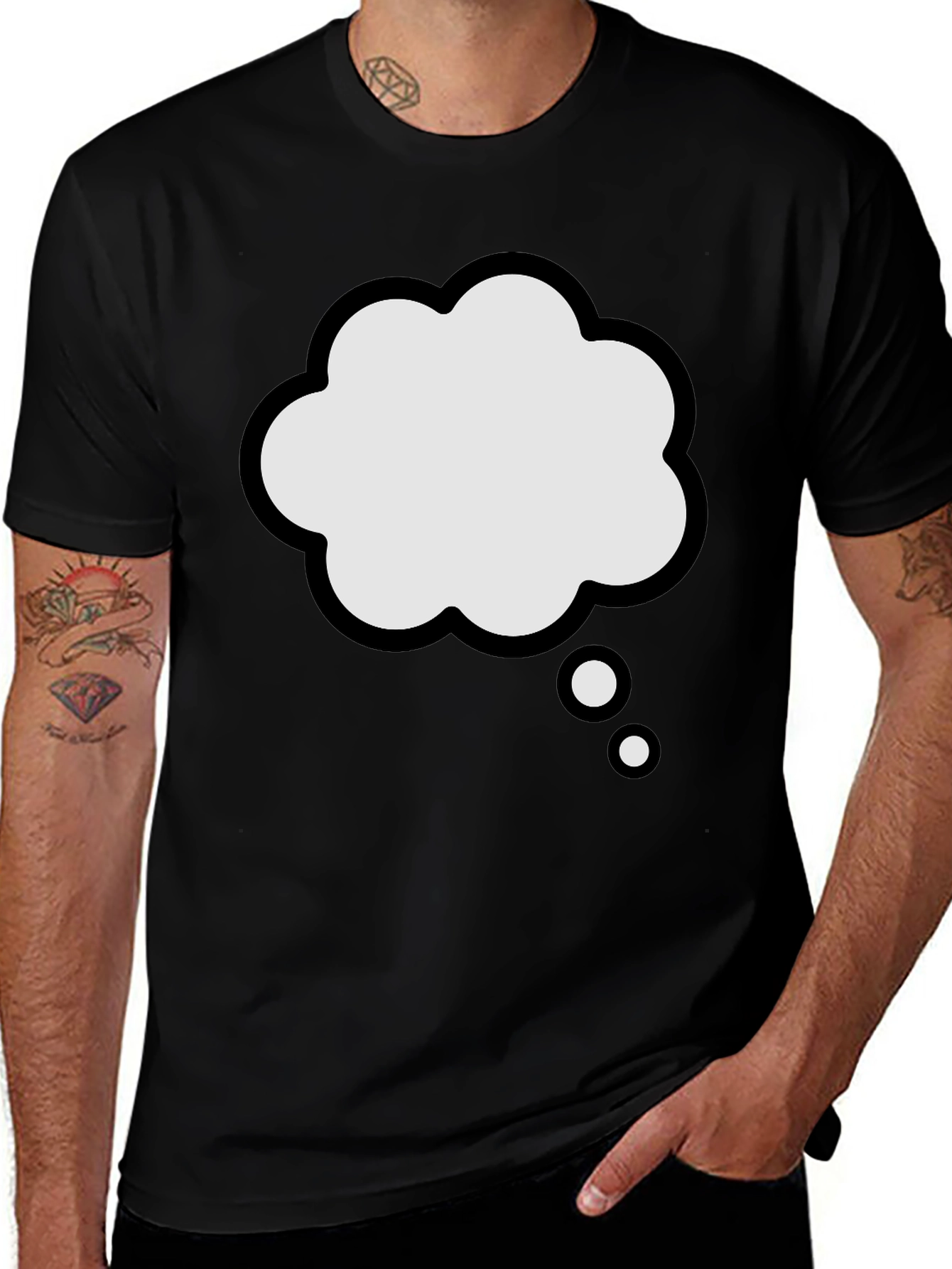 Variant 26 of Thinking Cloud Graphic Tee - Black Cotton T-Shirt