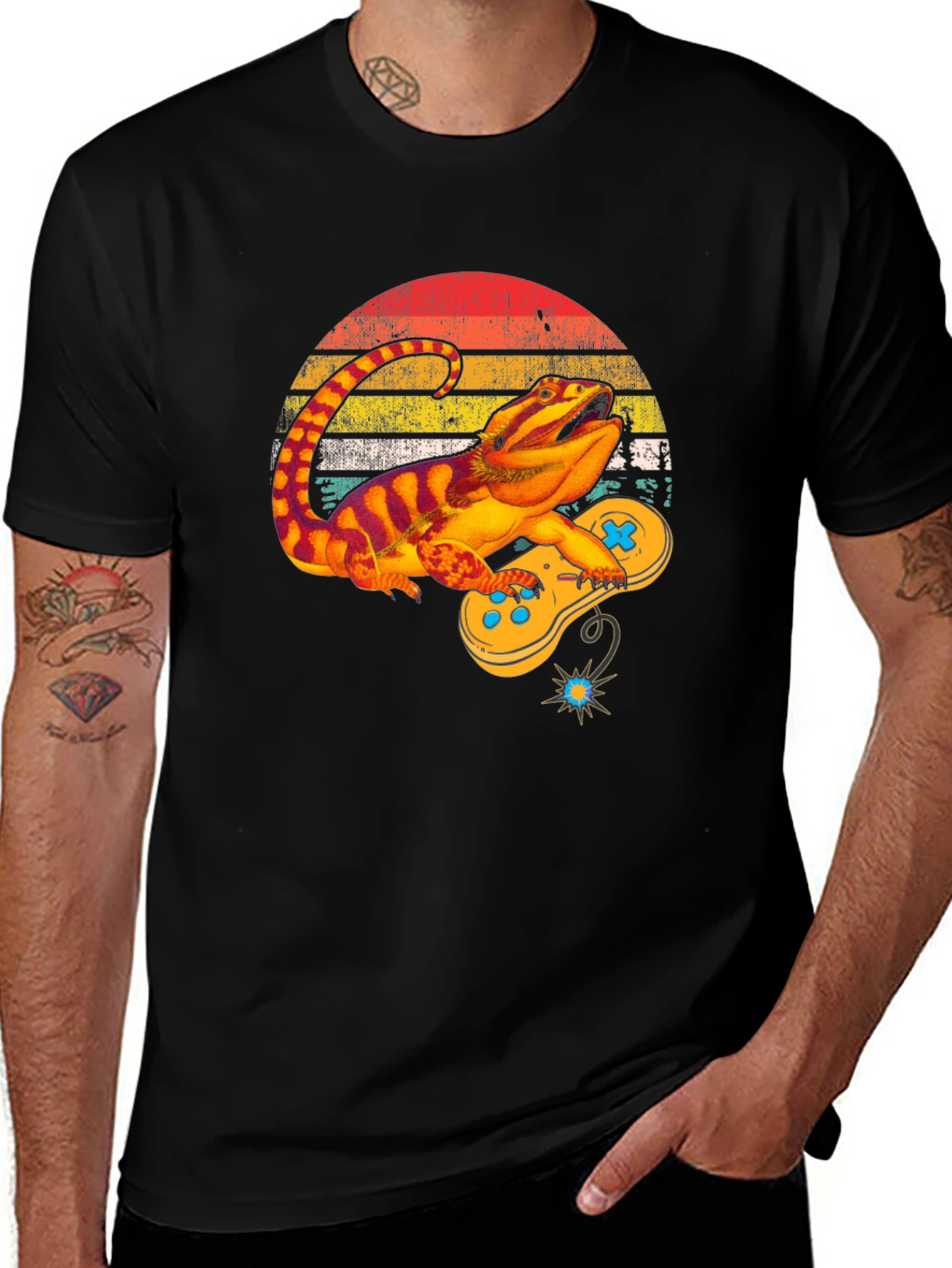 Variant 2 of Bearded Dragon Gamer Black T-Shirt