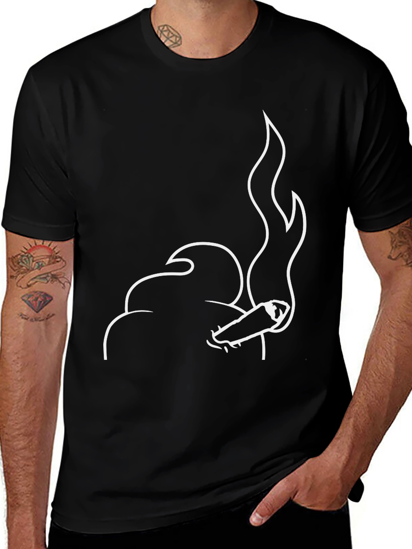 Variant 26 of Cool Smoker T-Shirt - Black Cotton Blend Tee