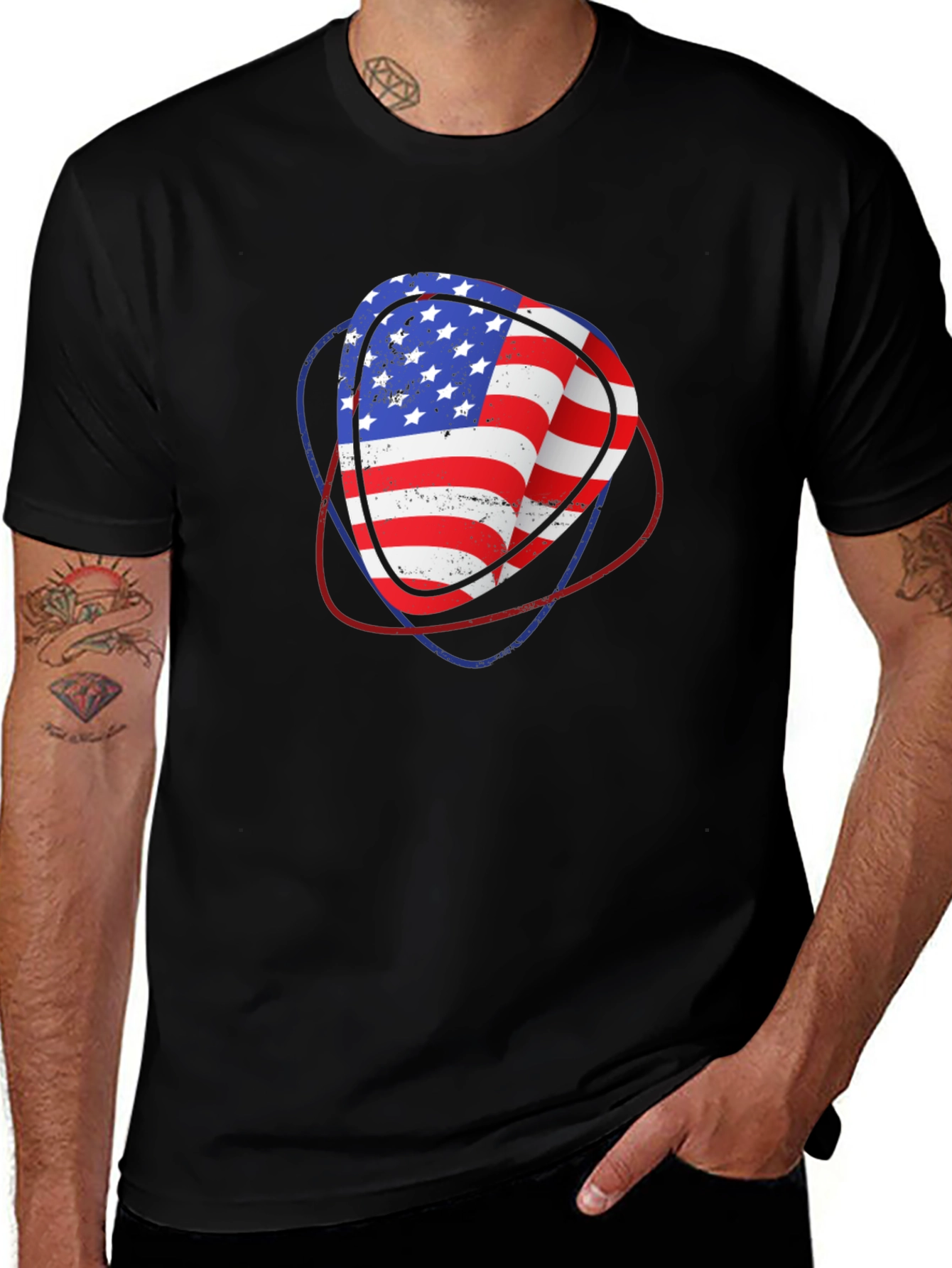 Variant 16 of USA Flag Guitar Pick Graphic T-Shirt