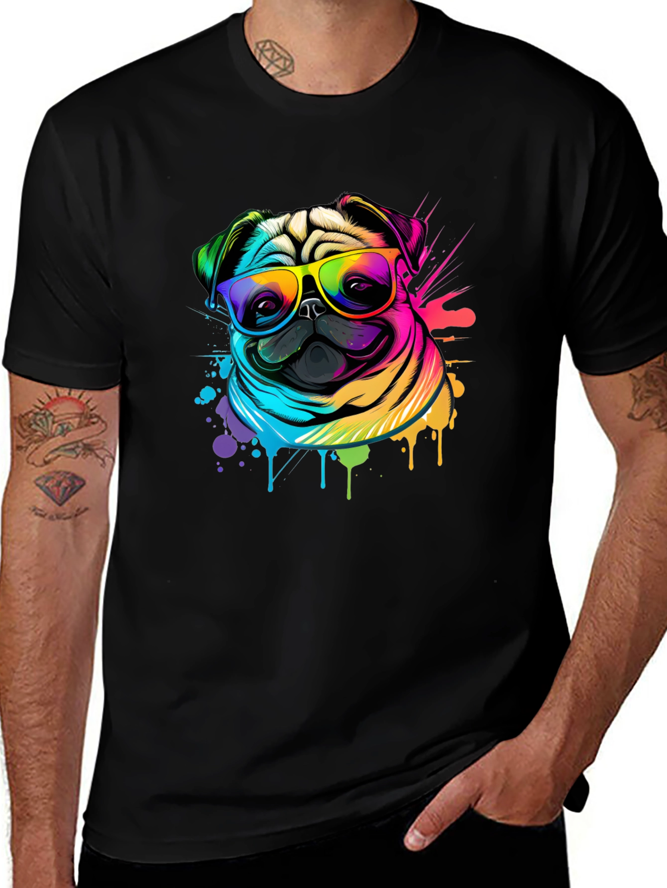 Variant 8 of Colorful Pug Graphic T-Shirt