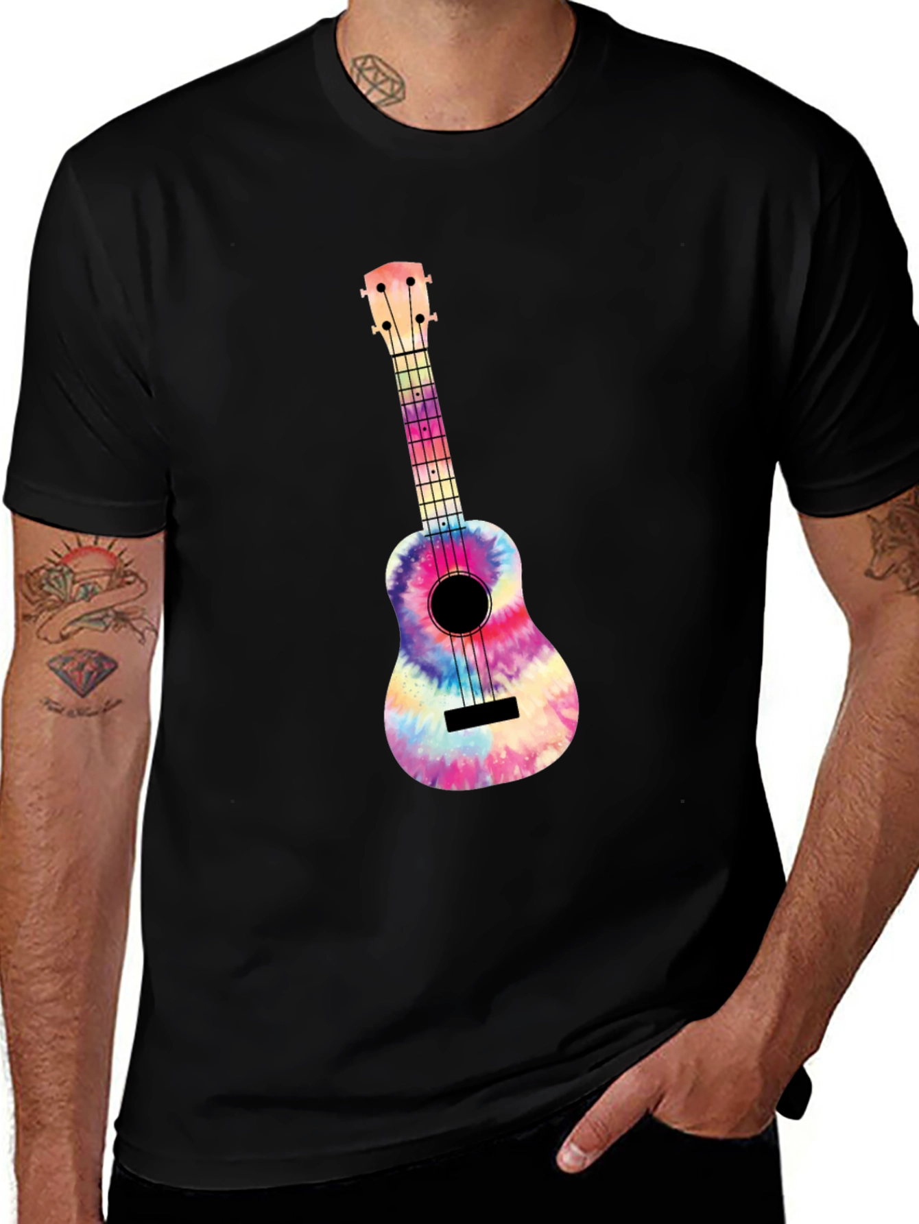Variant 13 of Tie-Dye Ukulele Graphic T-Shirt - Casual Musician Style