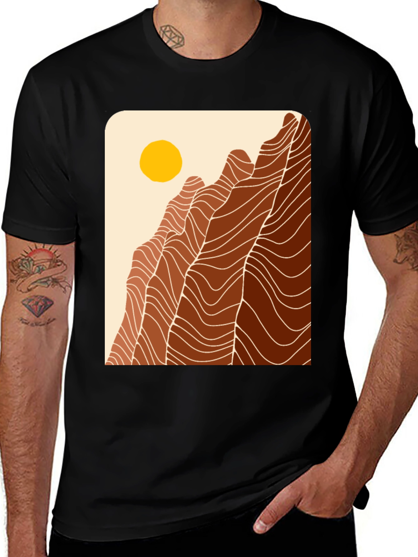 Black Mountains Graphic Tee - Unisex Black Cotton T-Shirt main image