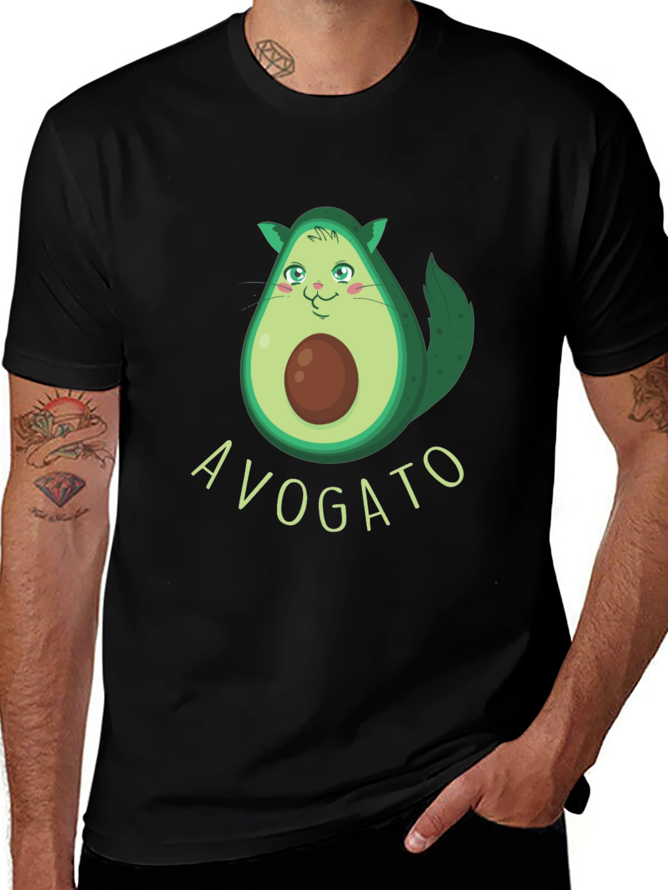 Variant 24 of Avogato Funny Avocado Cat Graphic Tee