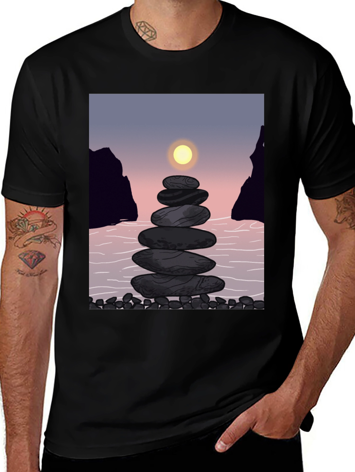 Zen Stone Stack Graphic Tee - Relaxed Fit
