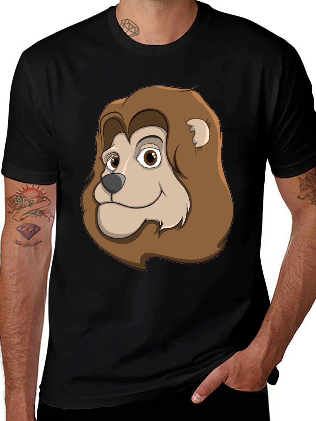 Variant 24 of Lion Cartoon Graphic T-Shirt - Casual Black Tee