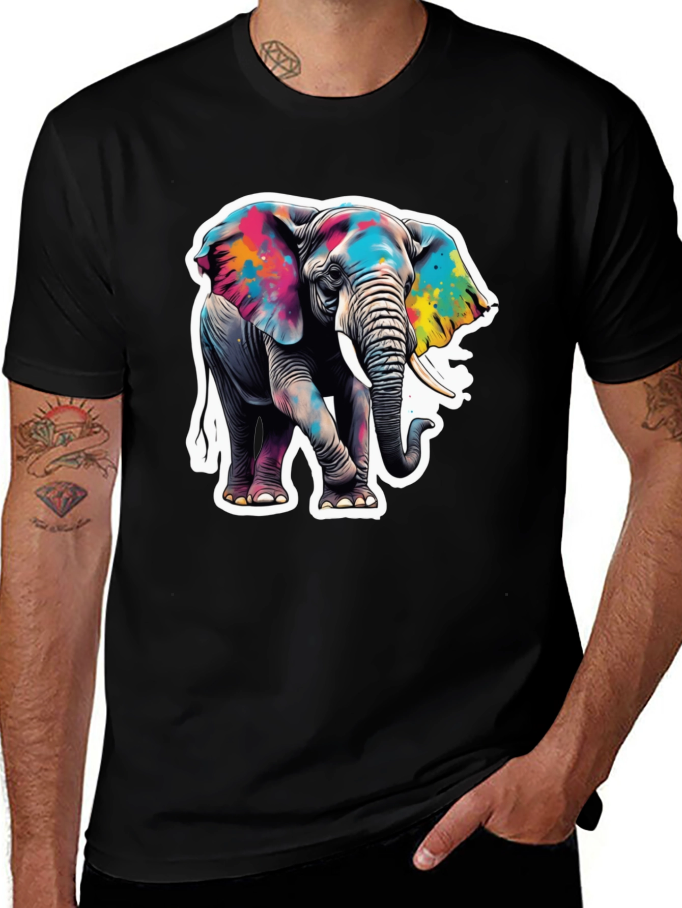 Variant 24 of Vibrant Elephant Graphic Tee - Unique Animal Design