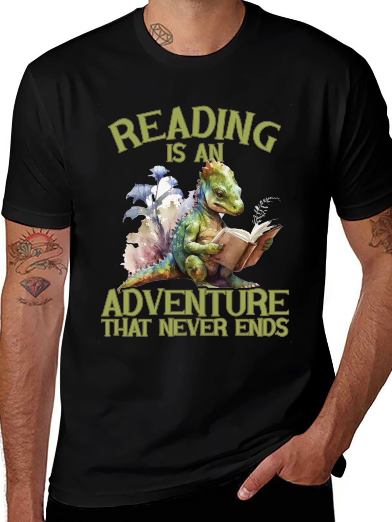 Variant 25 of Reading Dinosaur T-Shirt - Adventure Awaits!