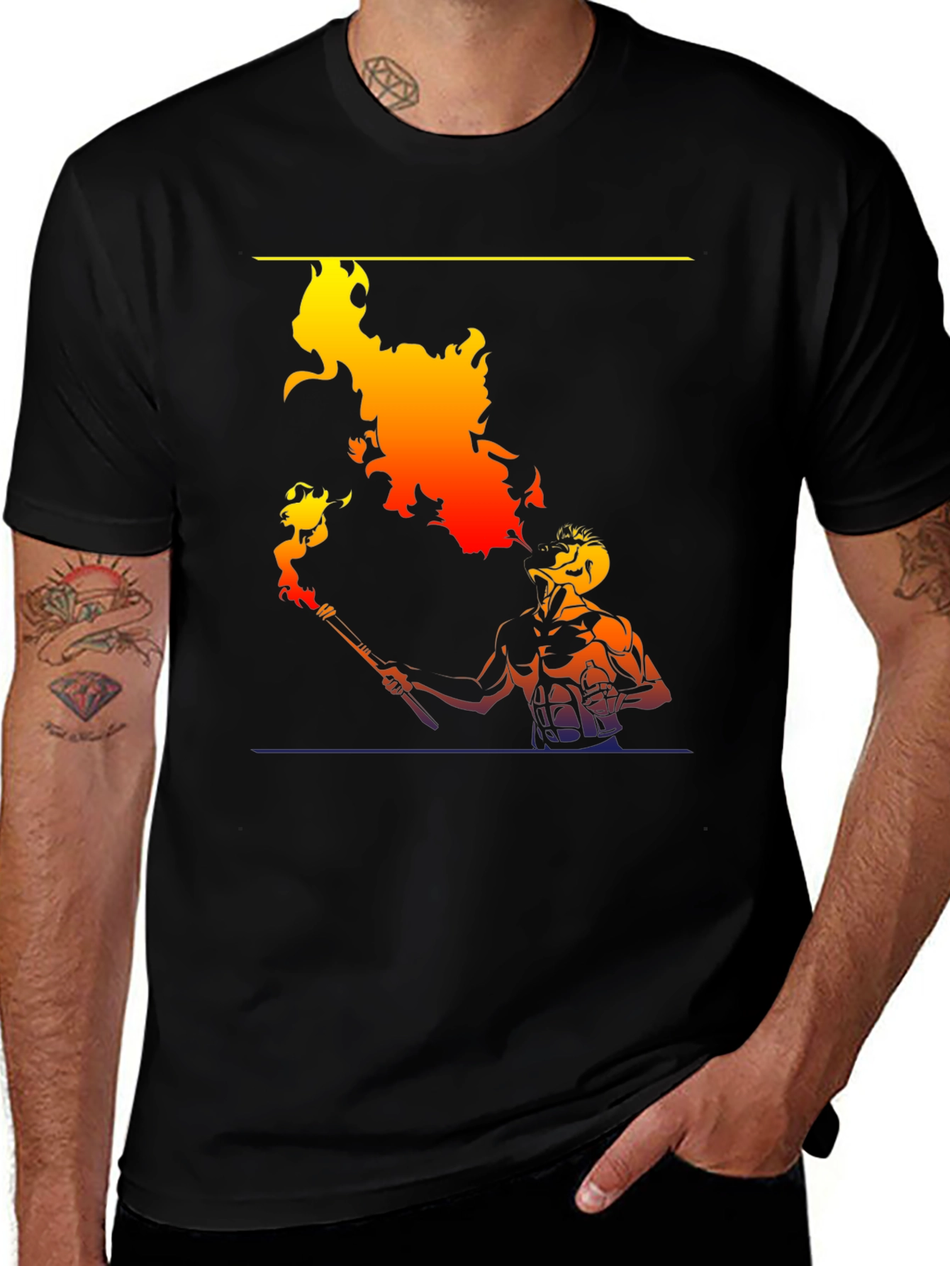 Variant 10 of Fiery Breath Graphic Tee - Cool Black Shirt