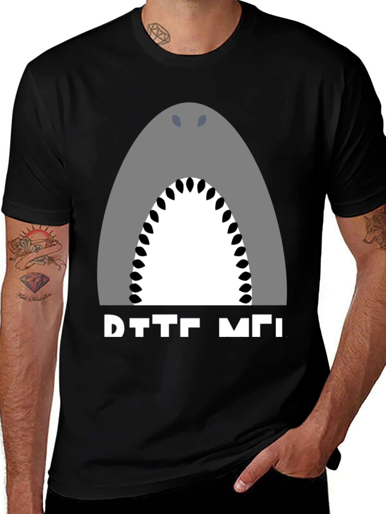 Variant 22 of Shark Graphic Tee - Black Cotton T-Shirt