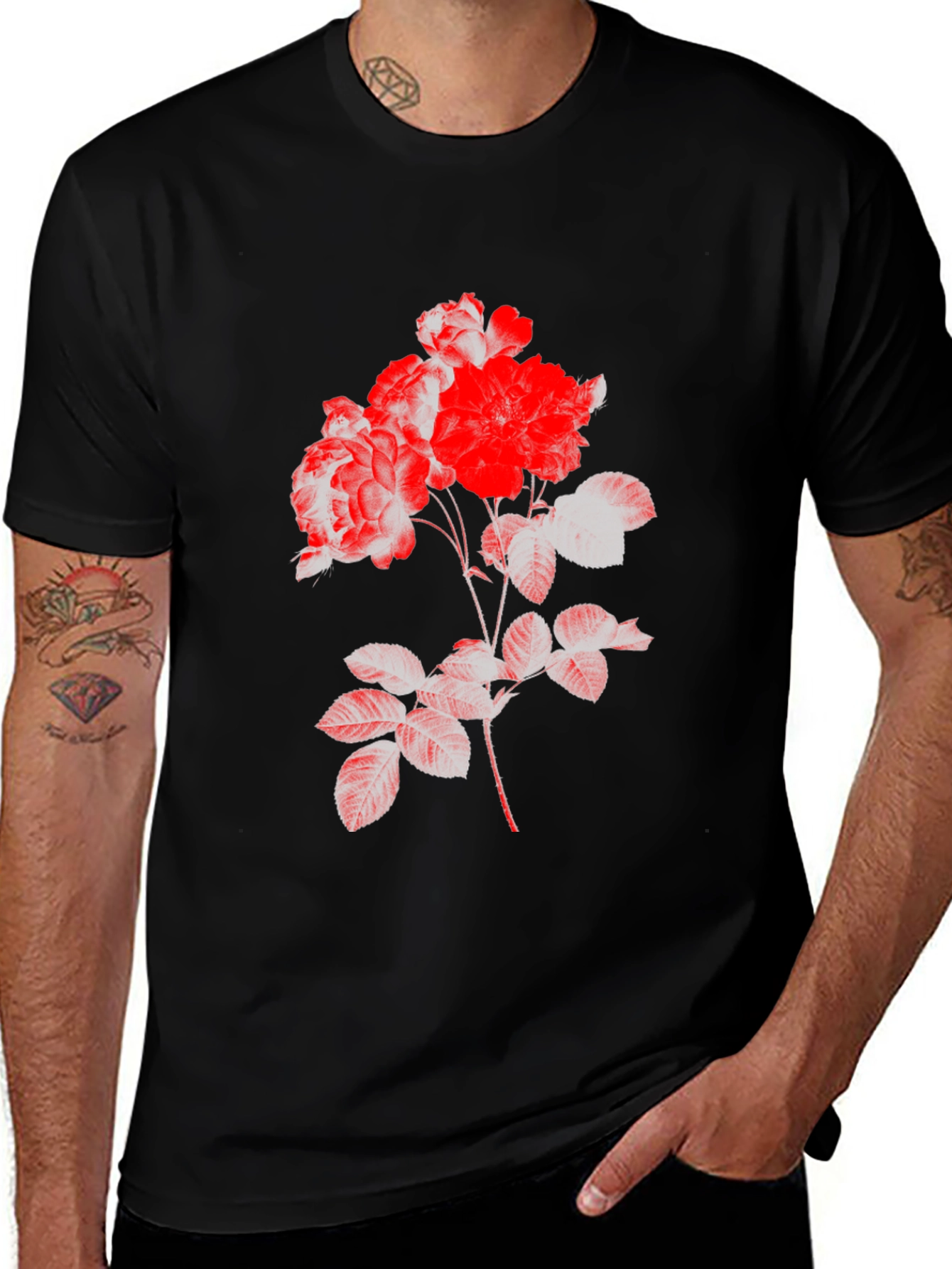 Variant 7 of Black Floral Print Tee
