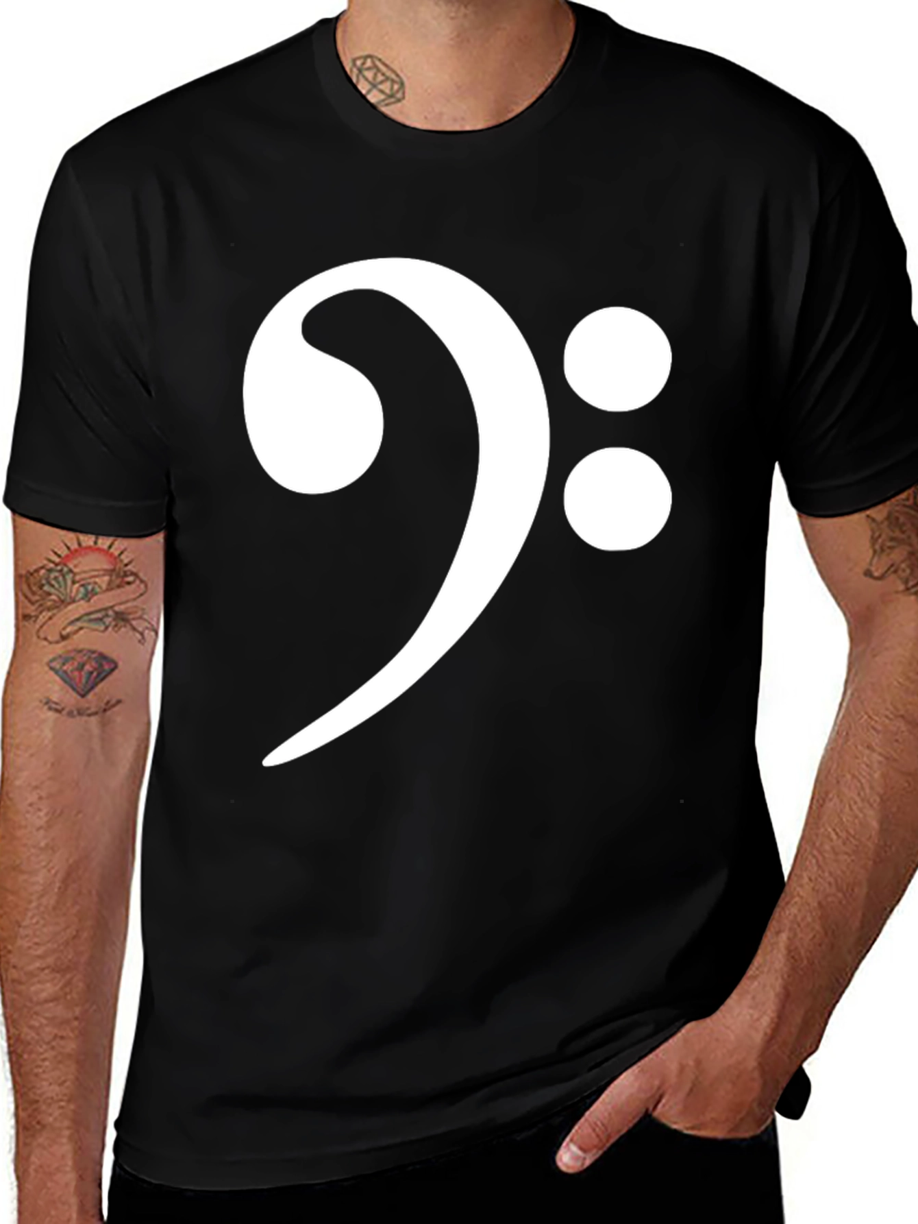 Bass Clef Graphic Tee - Music Lover's Black T-Shirt