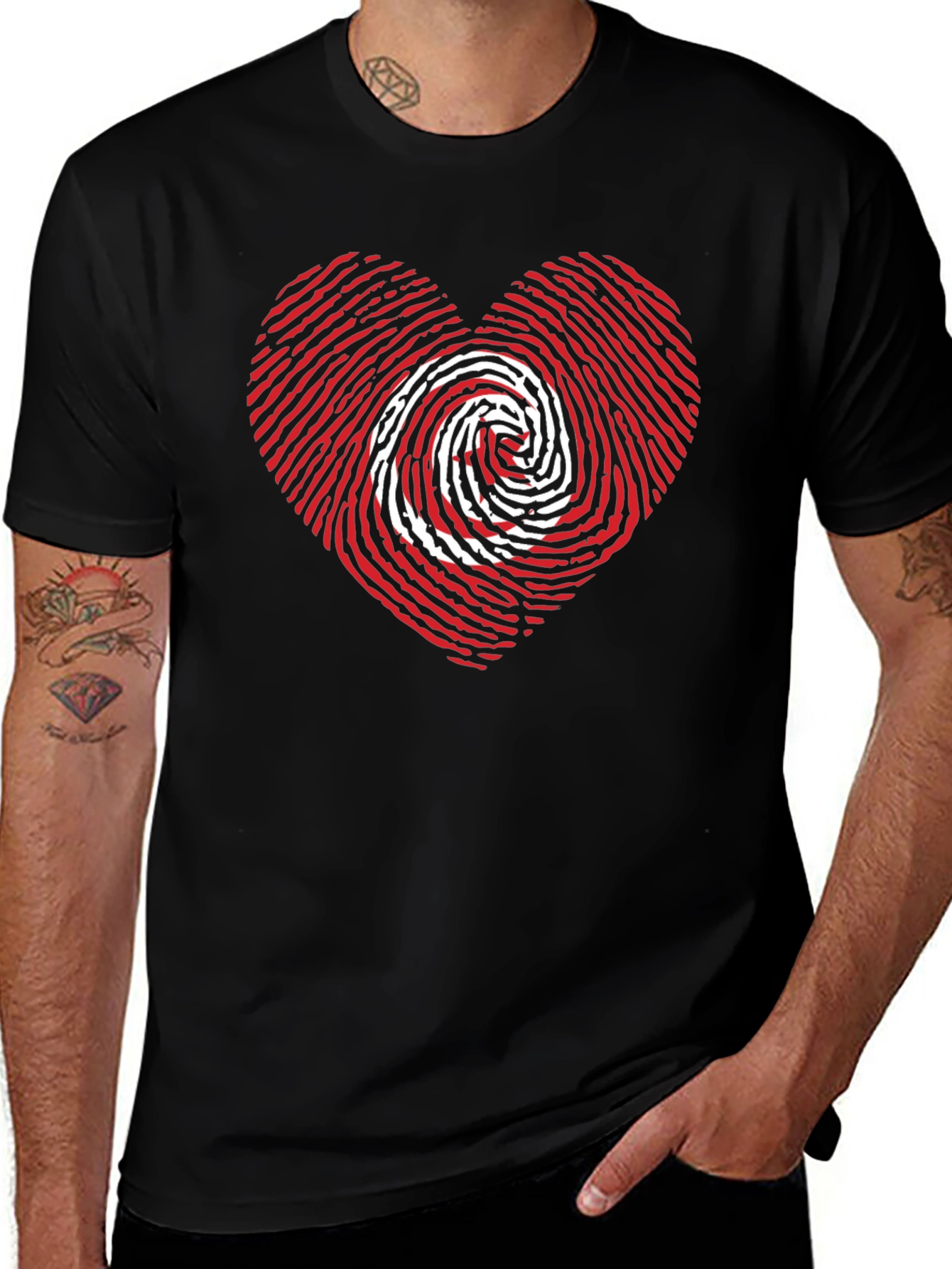 Variant 16 of Heart Fingerprint Graphic Tee - Black