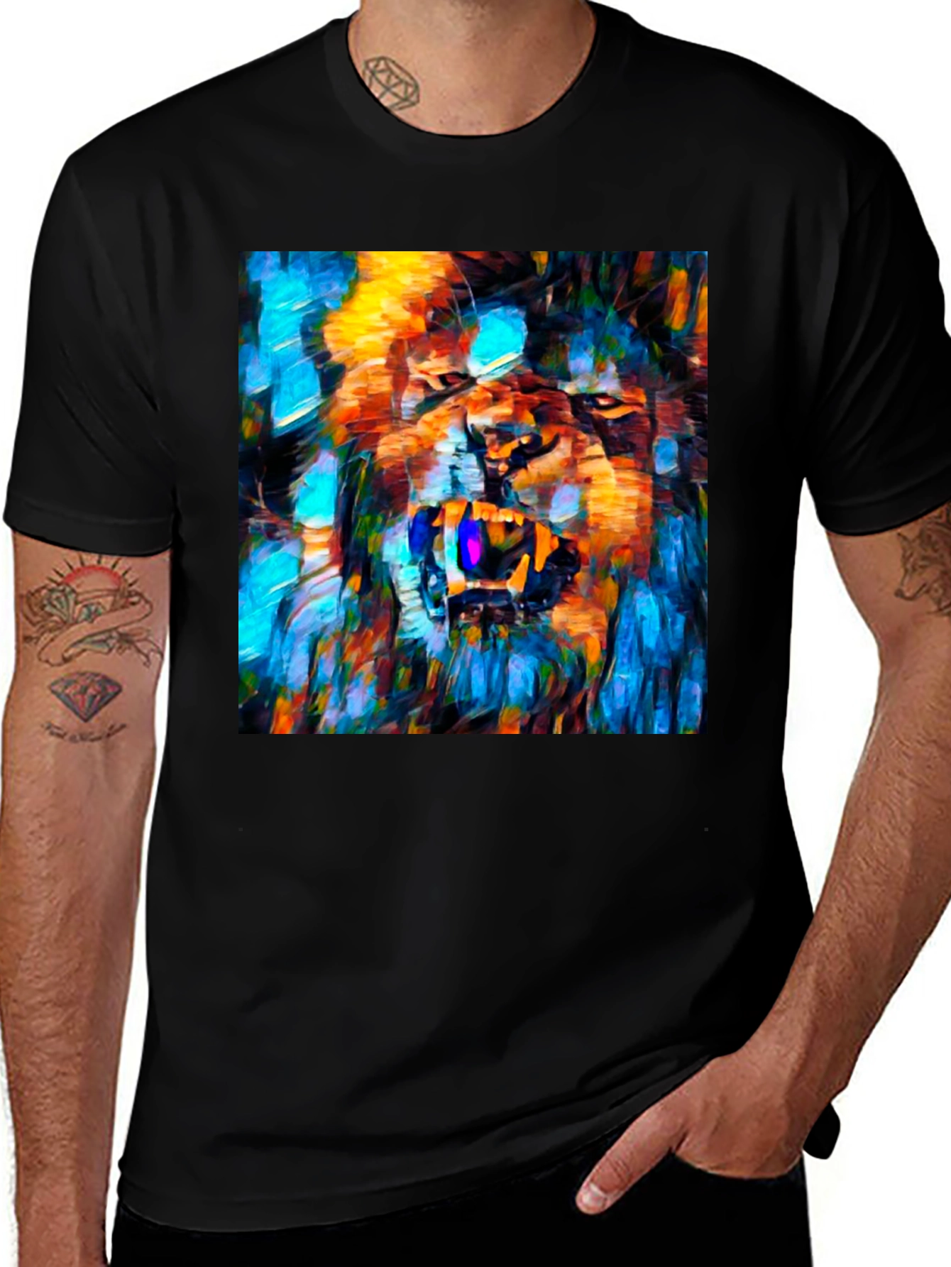 Variant 23 of Abstract Lion Graphic Tee - Bold Style
