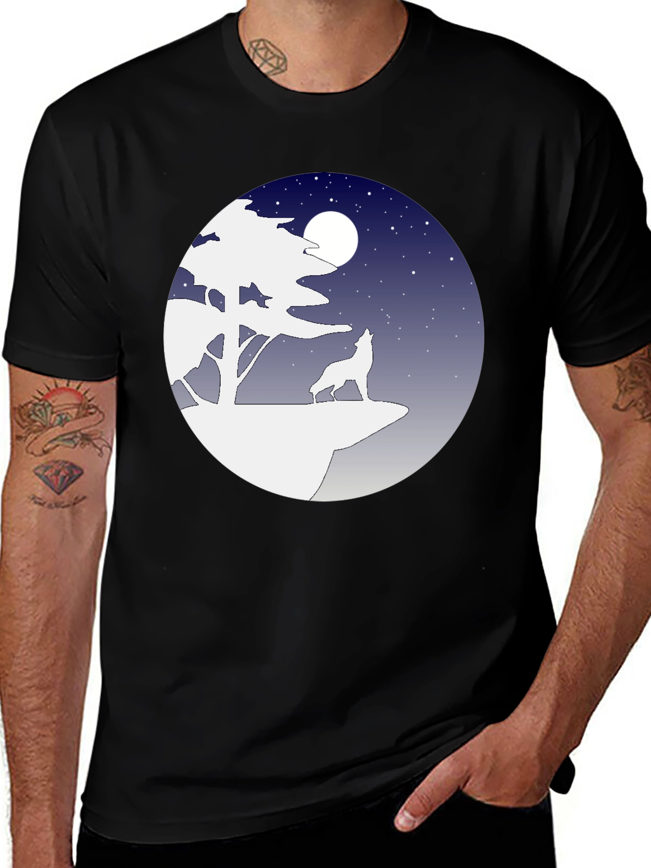 Variant 21 of Wolf Howling at Moon Graphic Tee