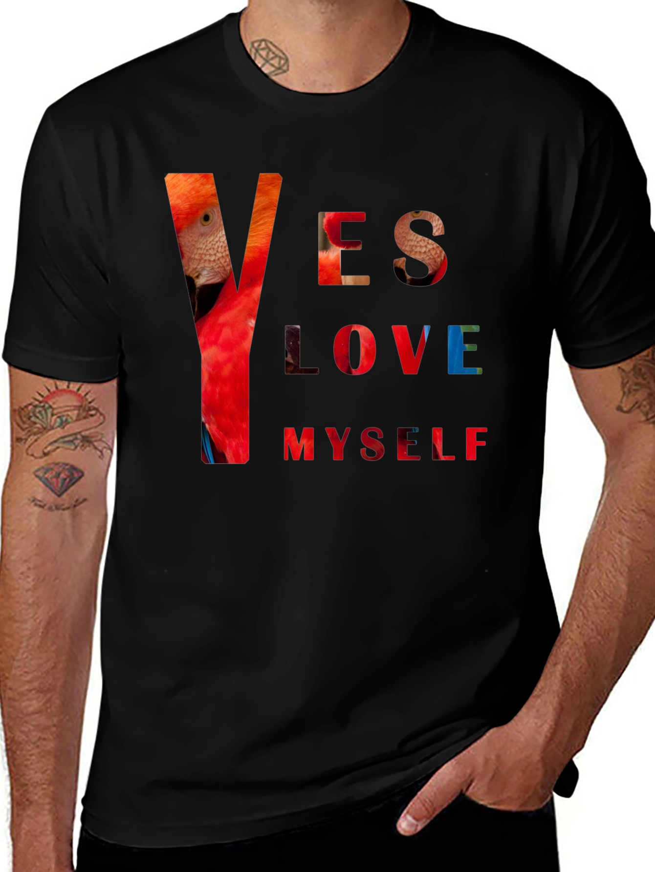Variant 26 of Yes Love Myself Graphic Print Black T-Shirt